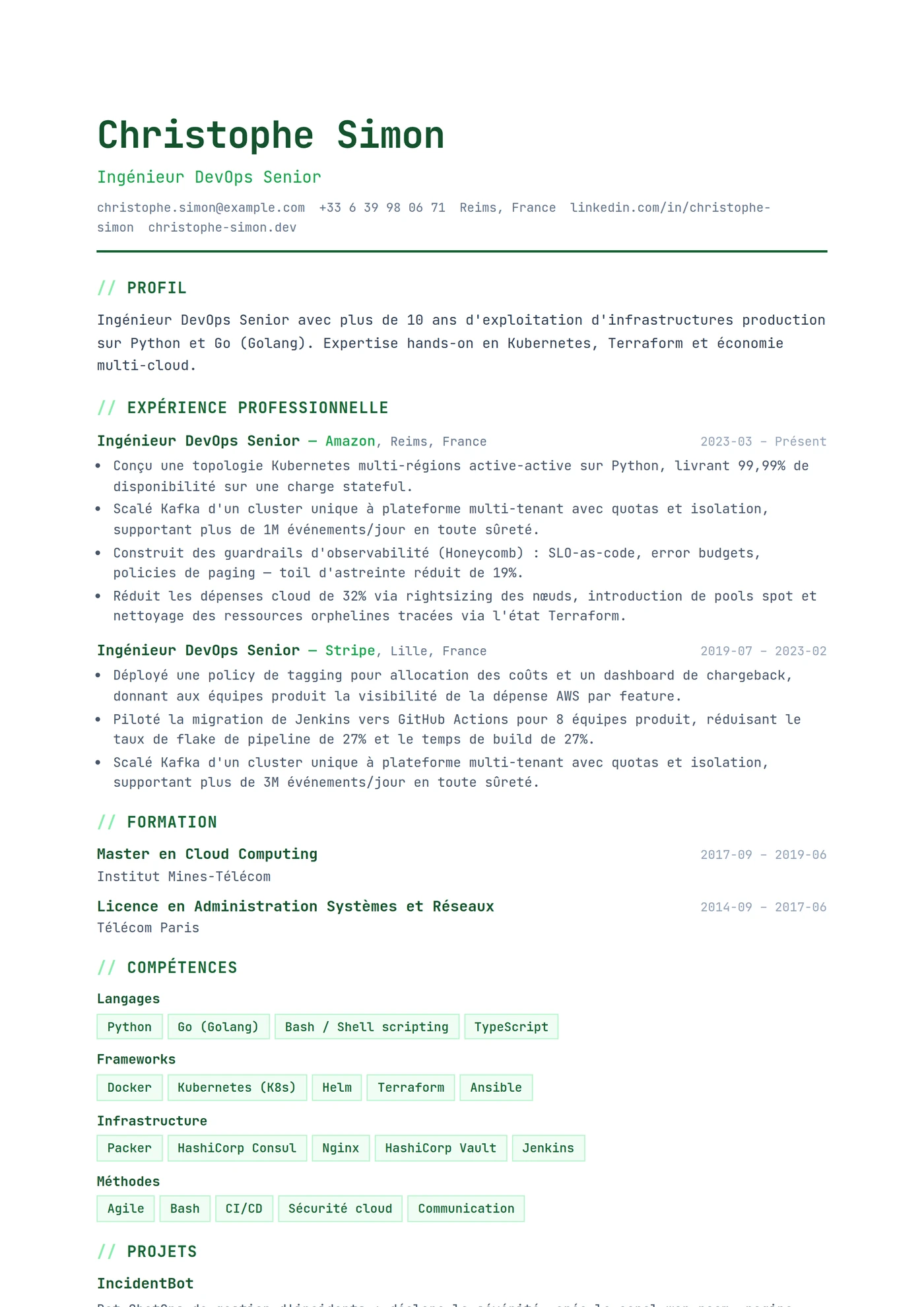ATS Tech Stack — Modèles de CV