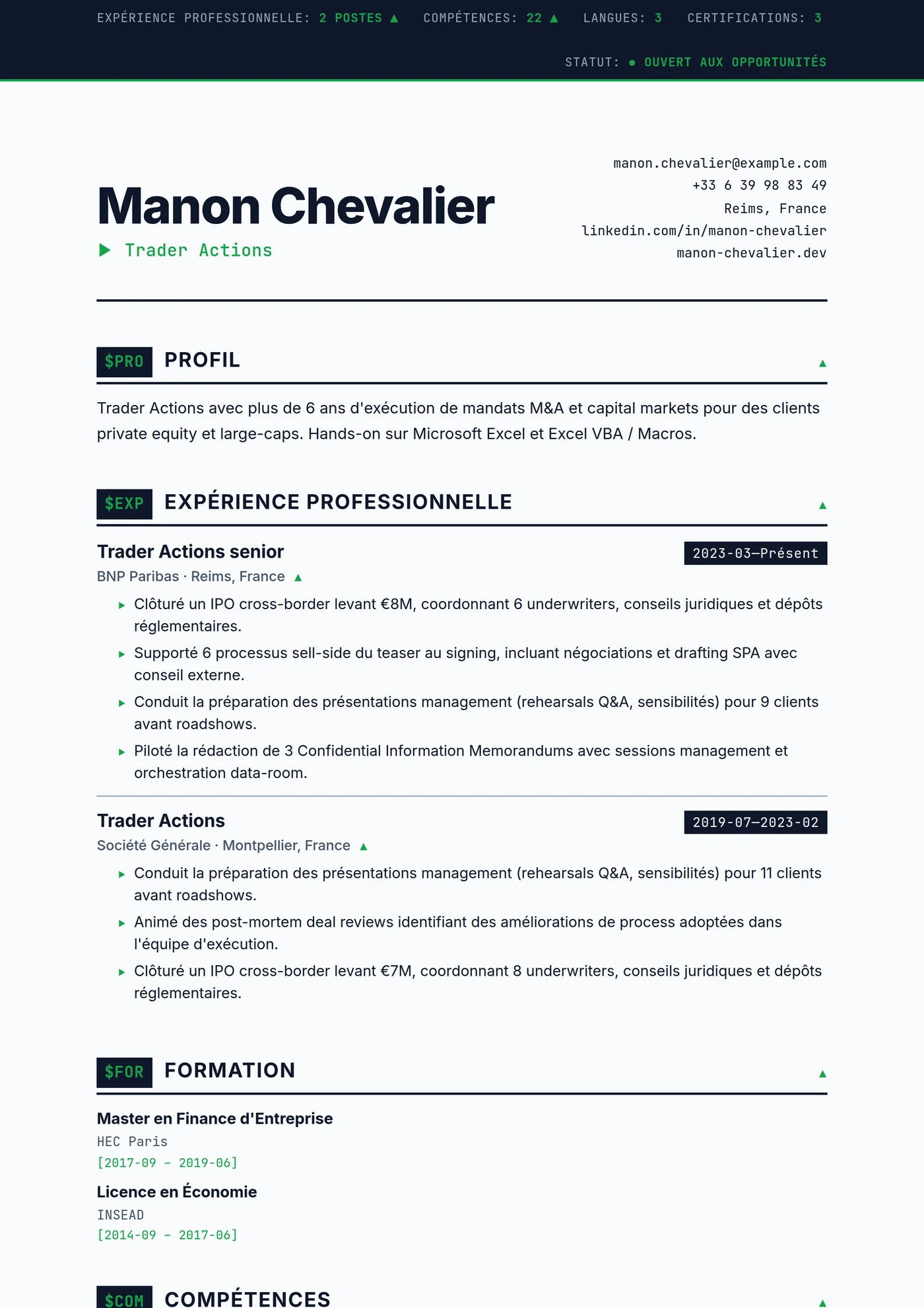ATS Bandeau Boursier — Modèles de CV