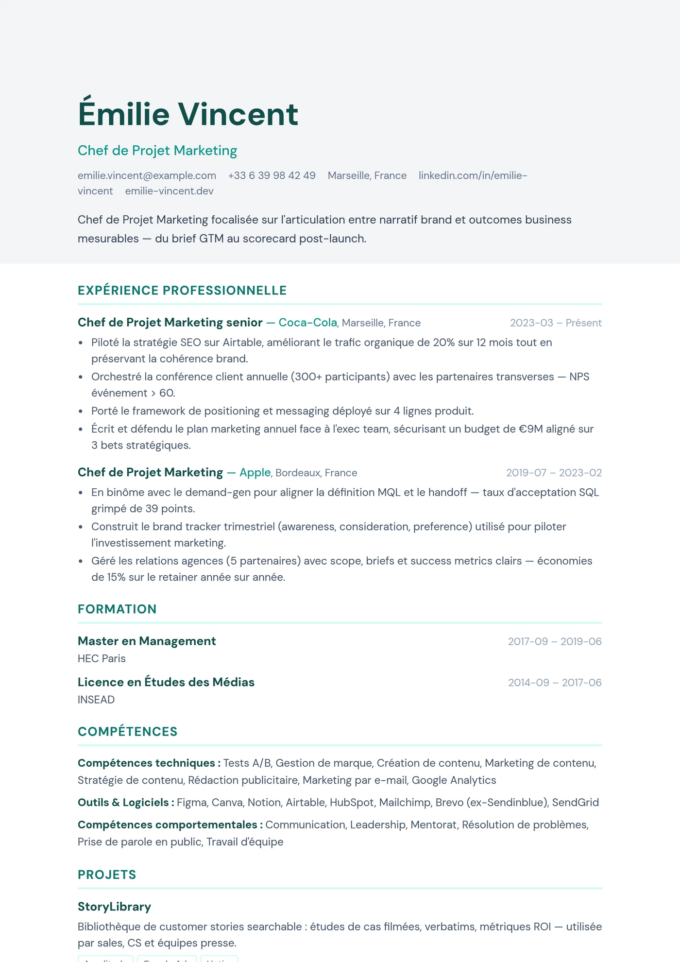 ATS Bicolore — Modèles de CV