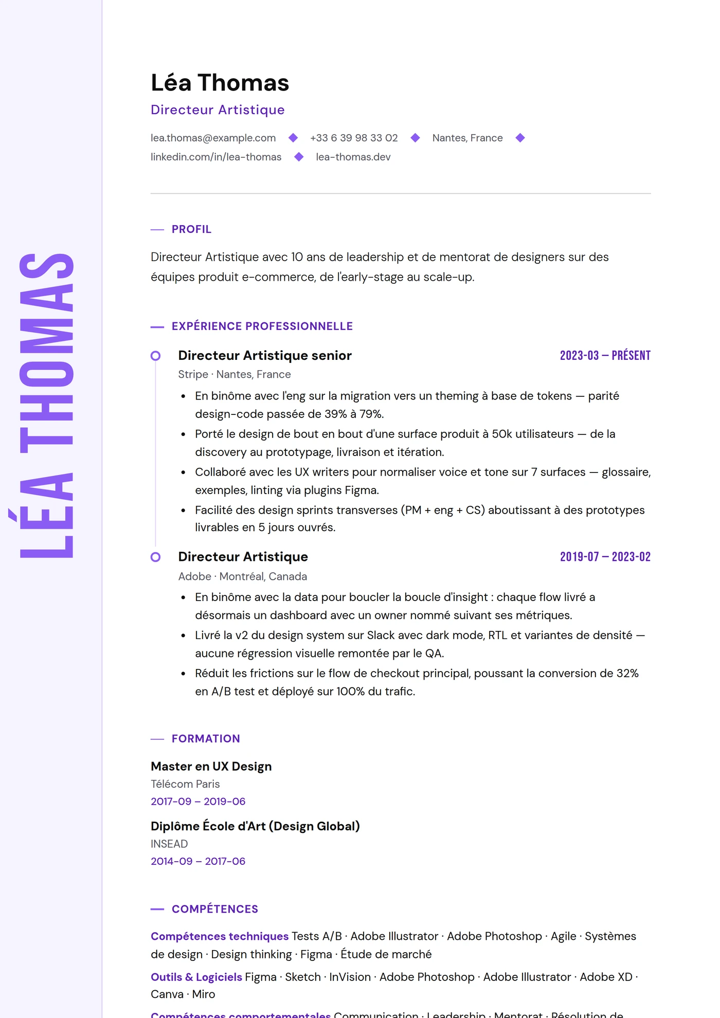 ATS Nom Vertical — Modèles de CV