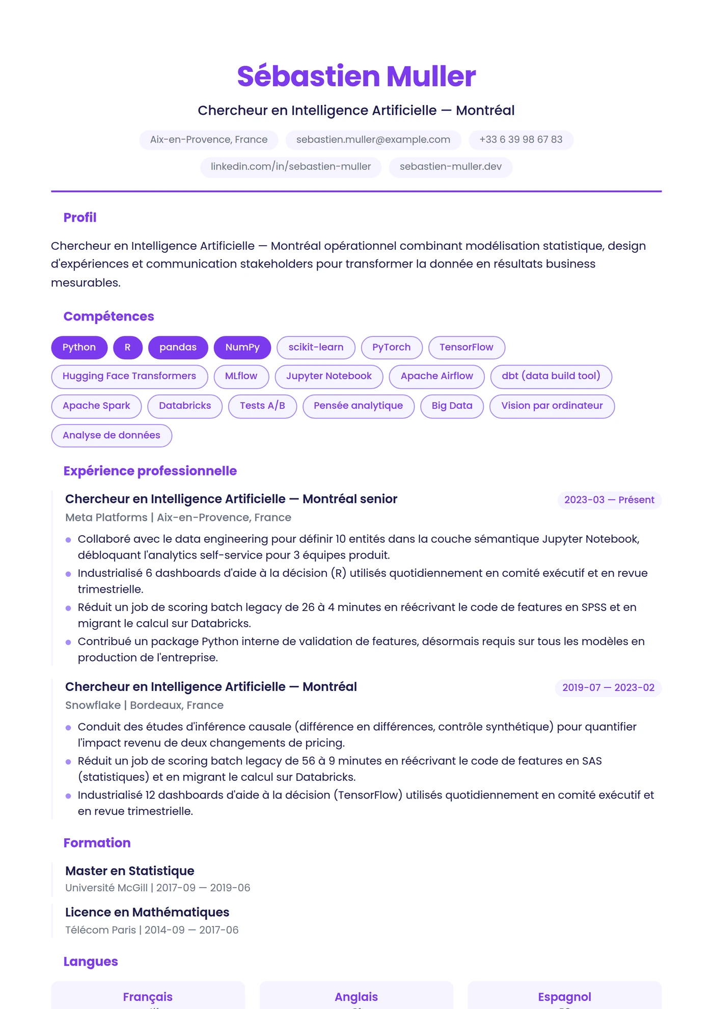 Canada Français Moderne — Modèles de CV