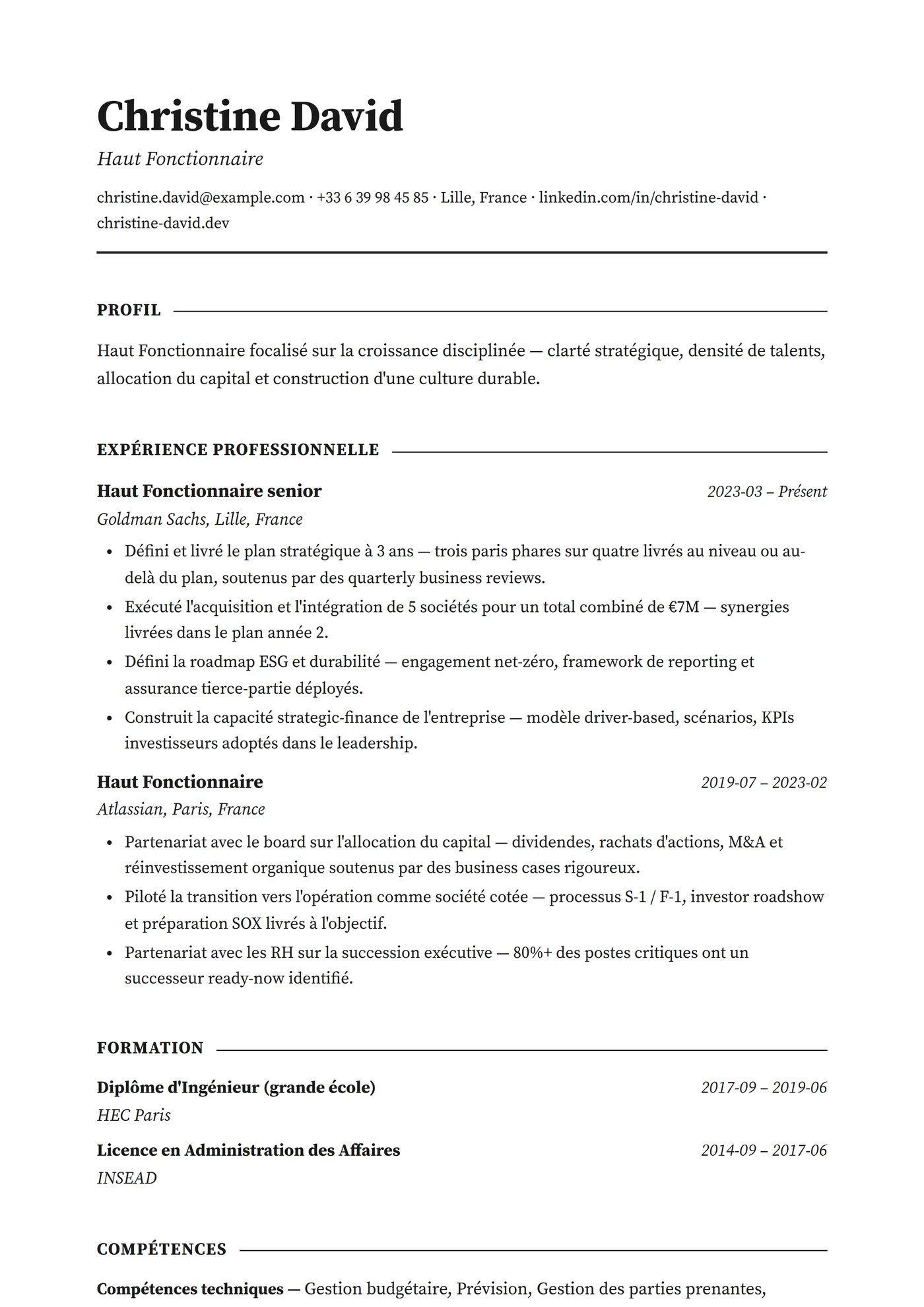 Classique Formel — Modèles de CV