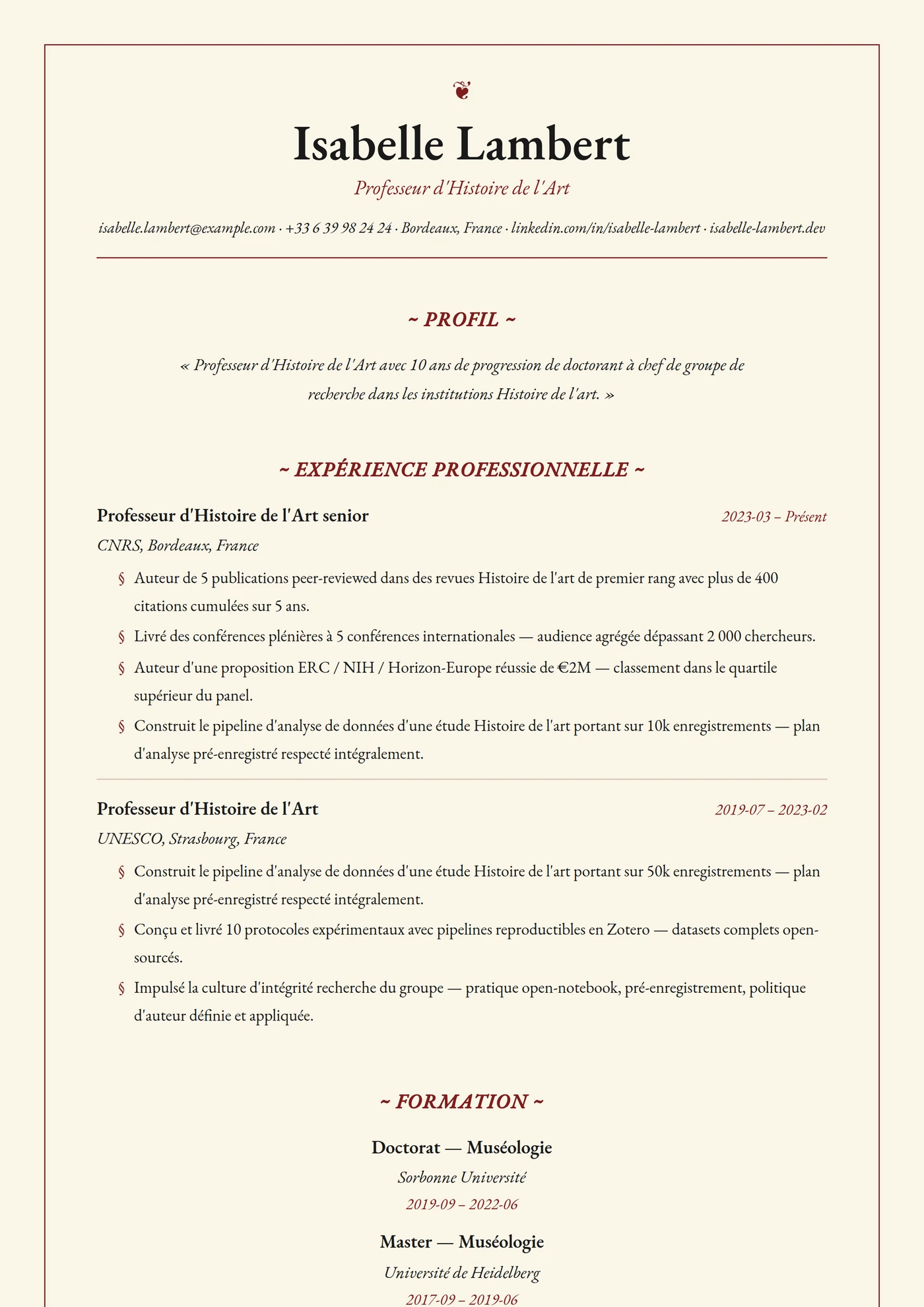 Classique Parchemin — Modèles de CV