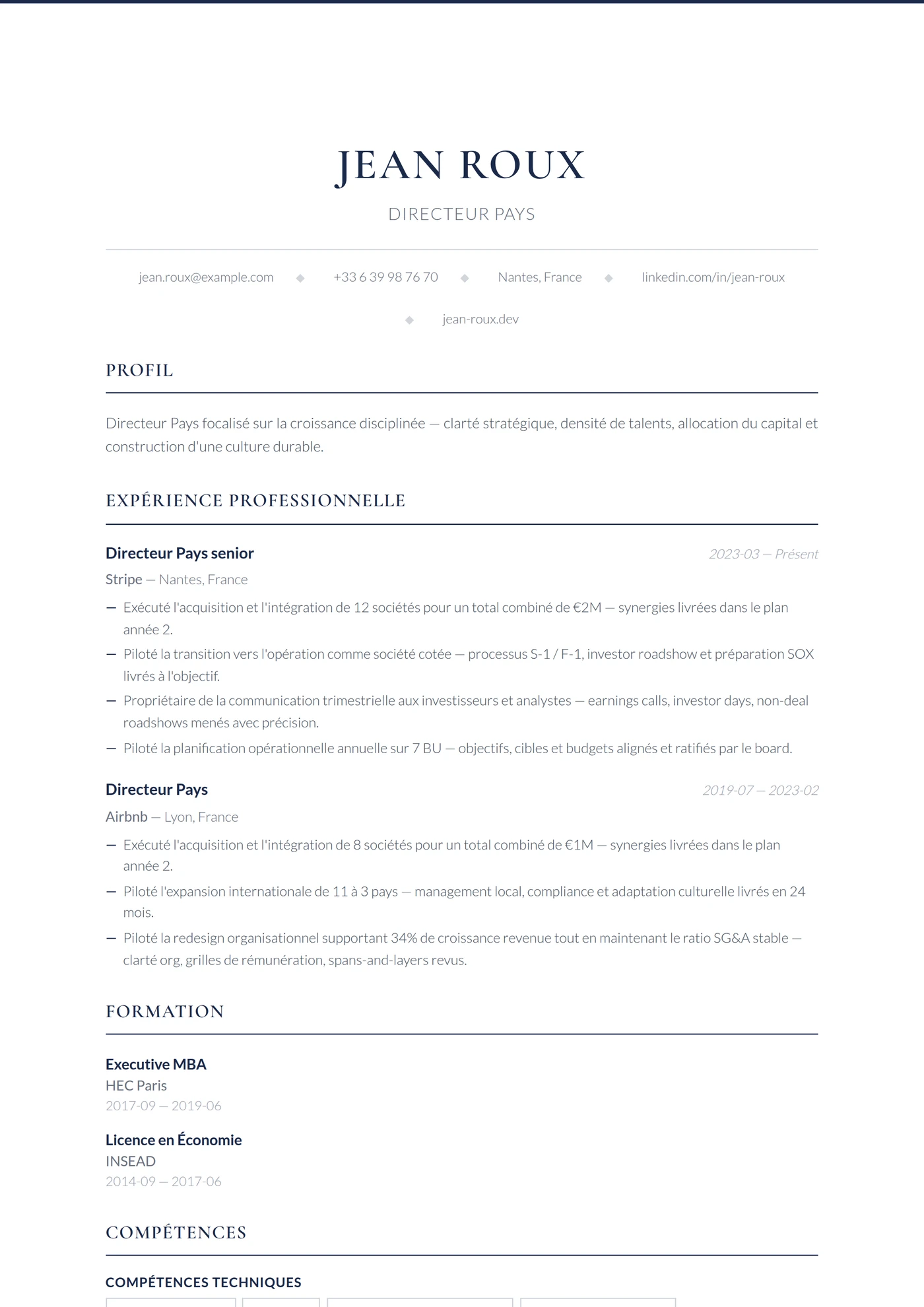 Corporate — Modèles de CV