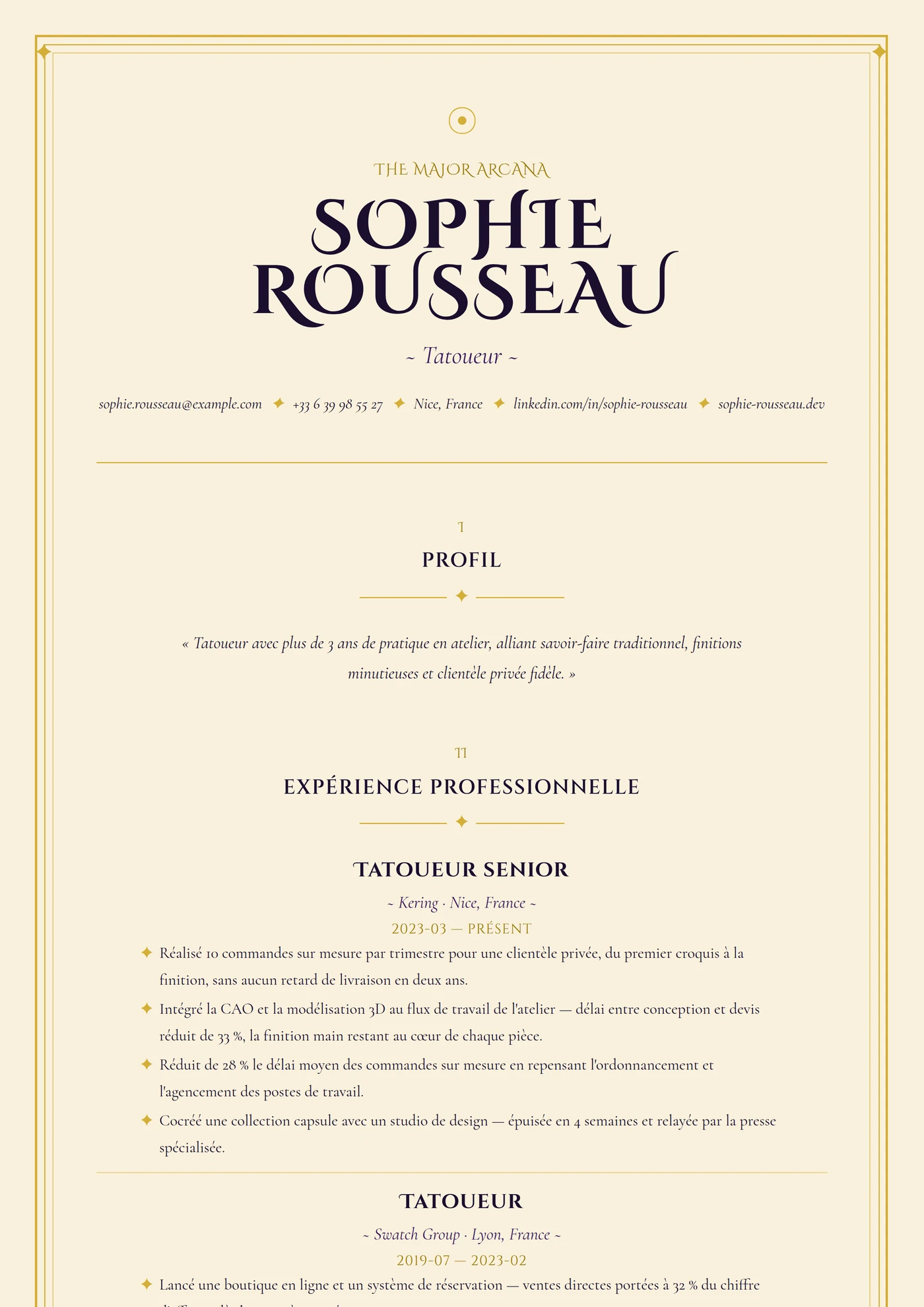 Carte de Tarot — Modèles de CV