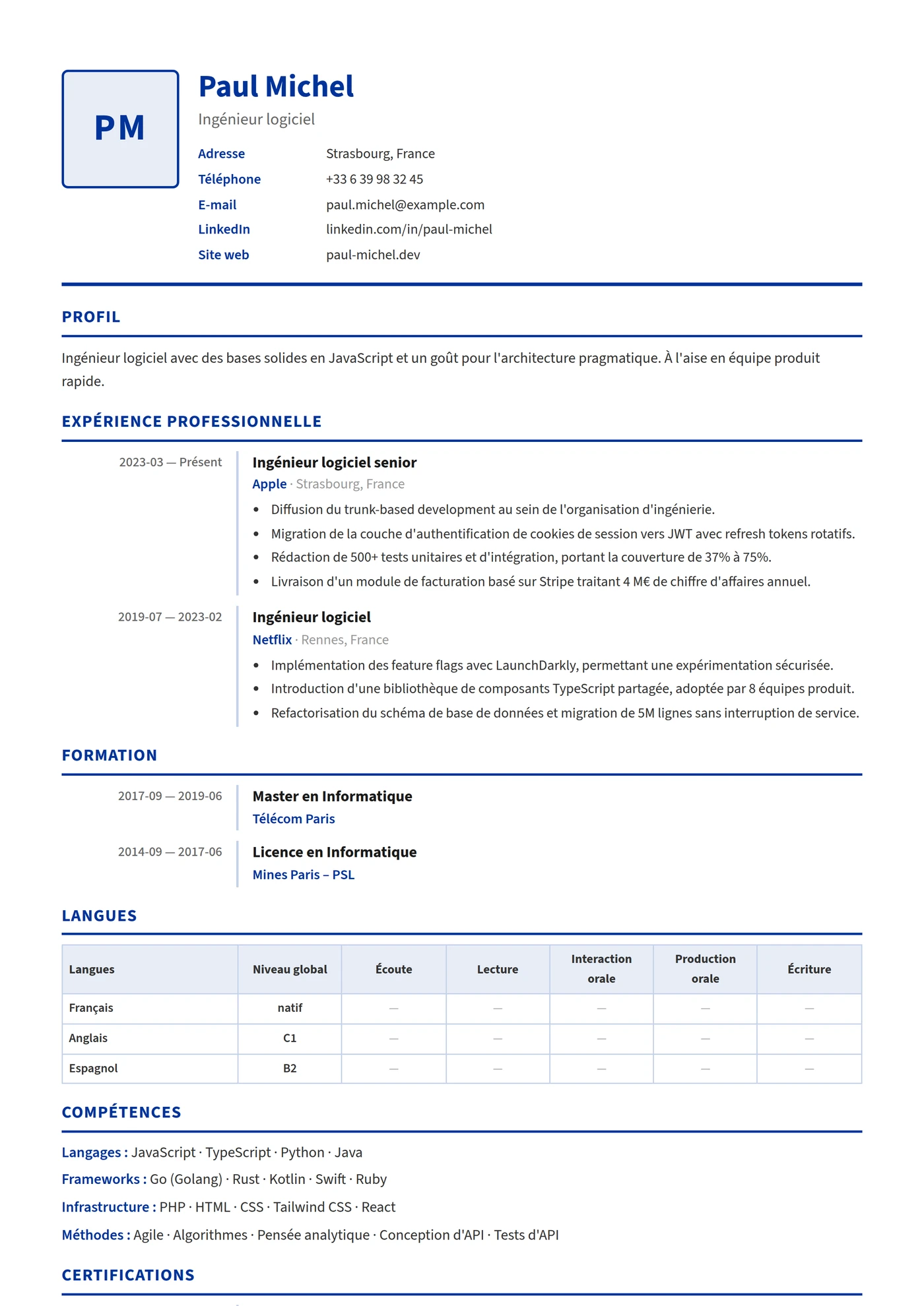 Europass CV — Modèles de CV