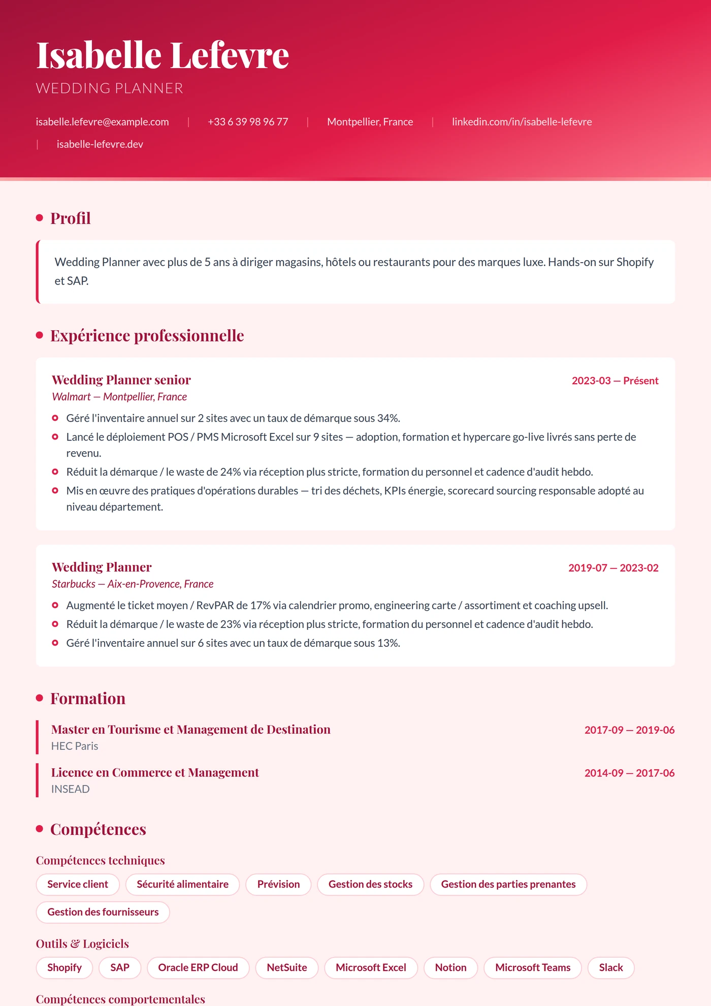 Fraise Velours — Modèles de CV
