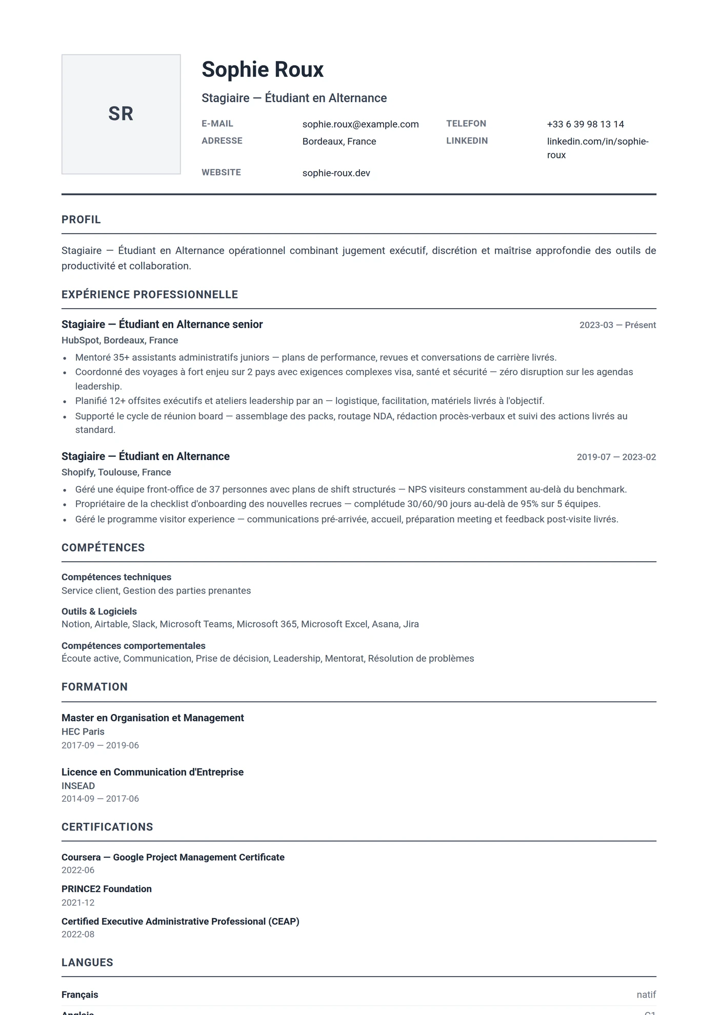 Allemagne Compact — Modèles de CV