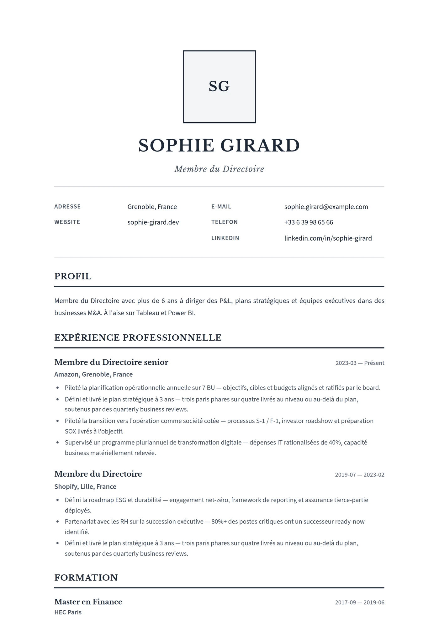Allemagne Executive — Modèles de CV