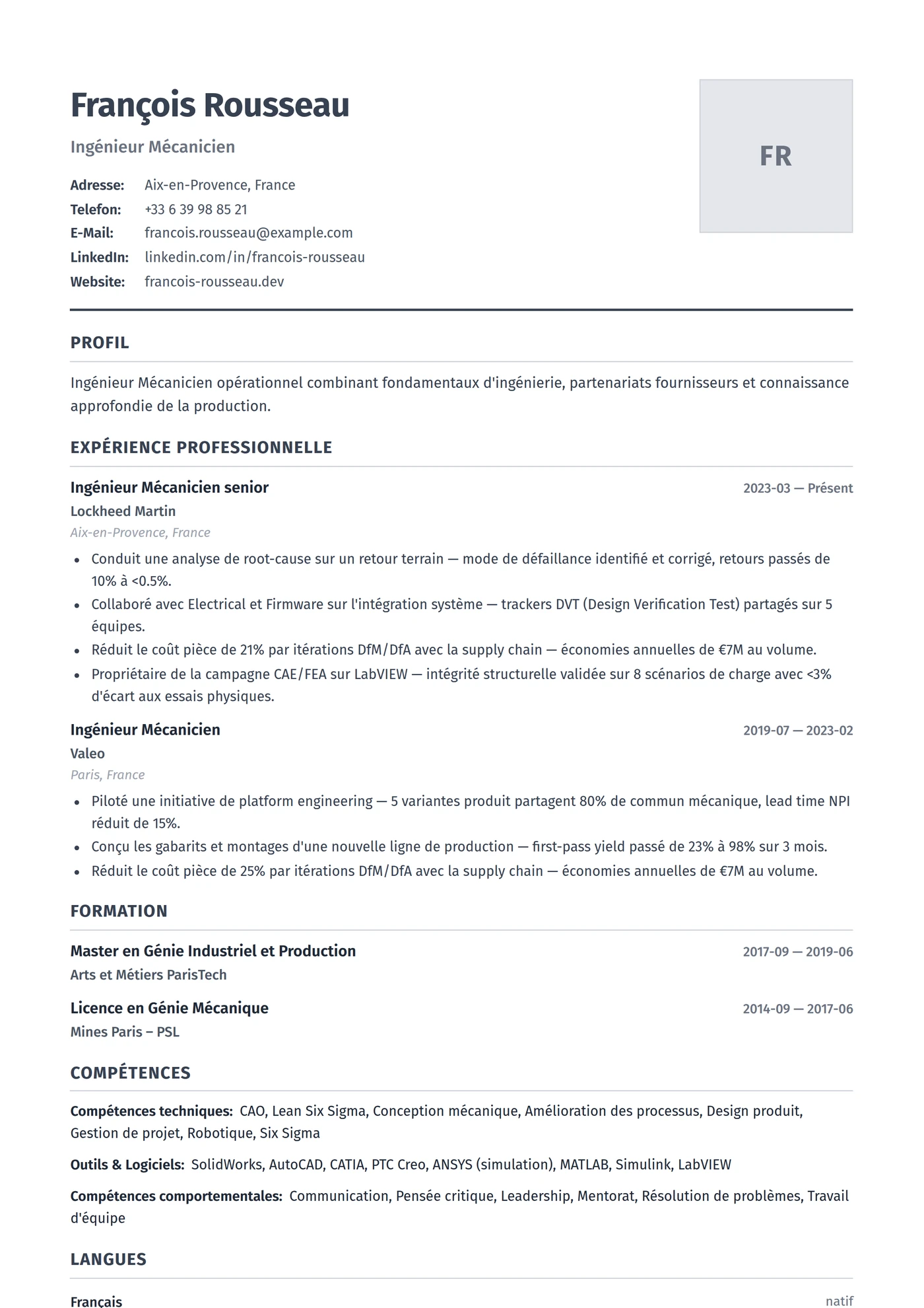 Allemagne — Modèles de CV