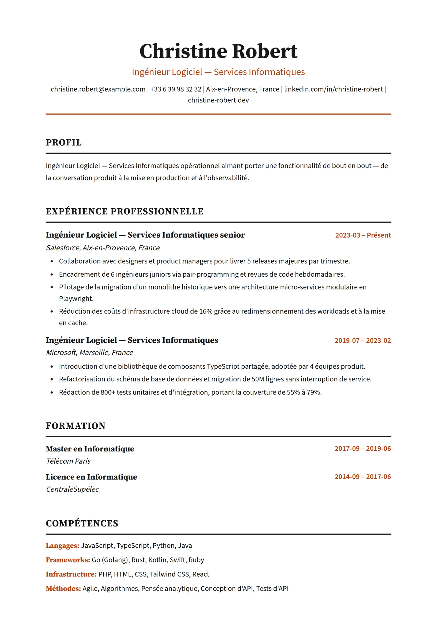 Inde — Modèles de CV