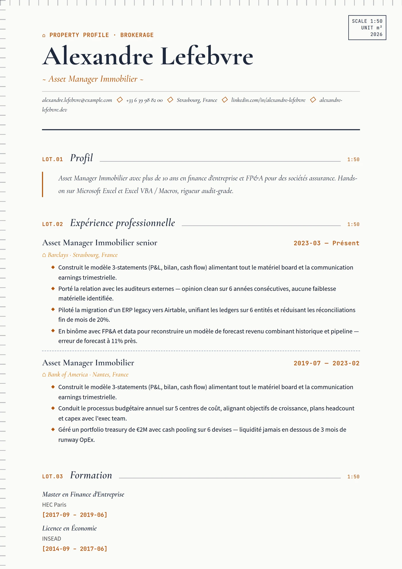 Industrie — Immobilier — Modèles de CV