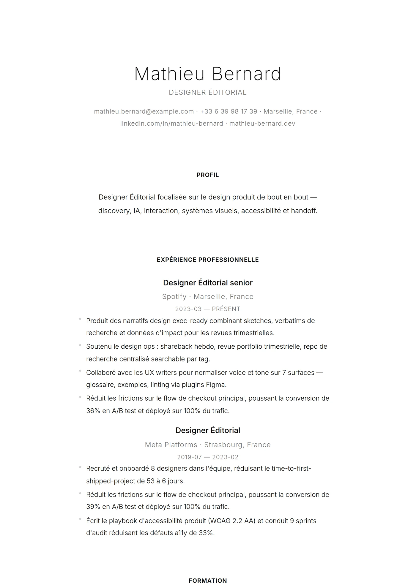 Minimal Air — Modèles de CV