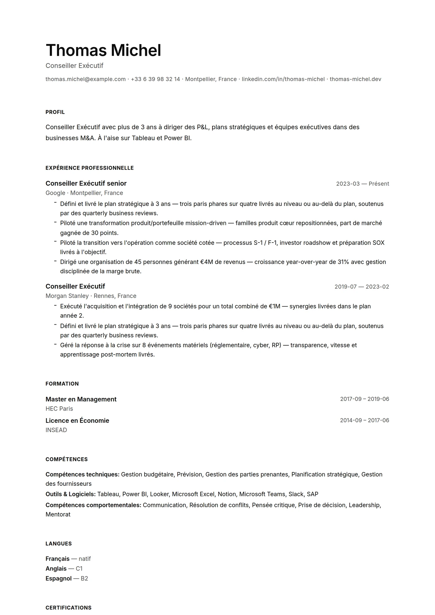 Minimal Microtypo — Modèles de CV