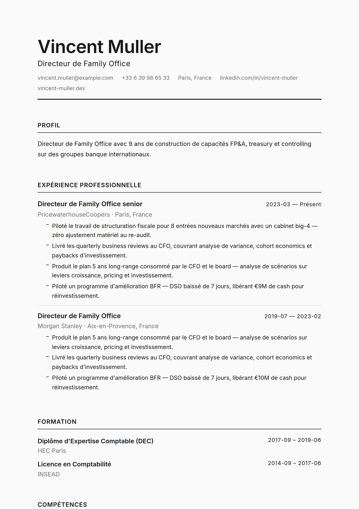 Minimal Monochrome — Modèles de CV