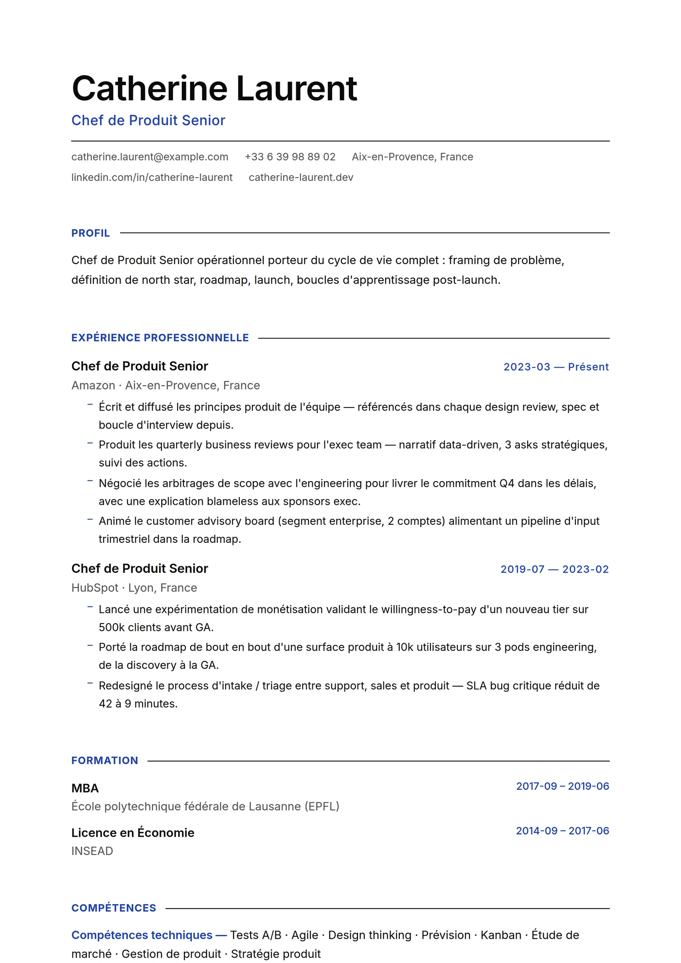 Minimal Filet Fin — Modèles de CV