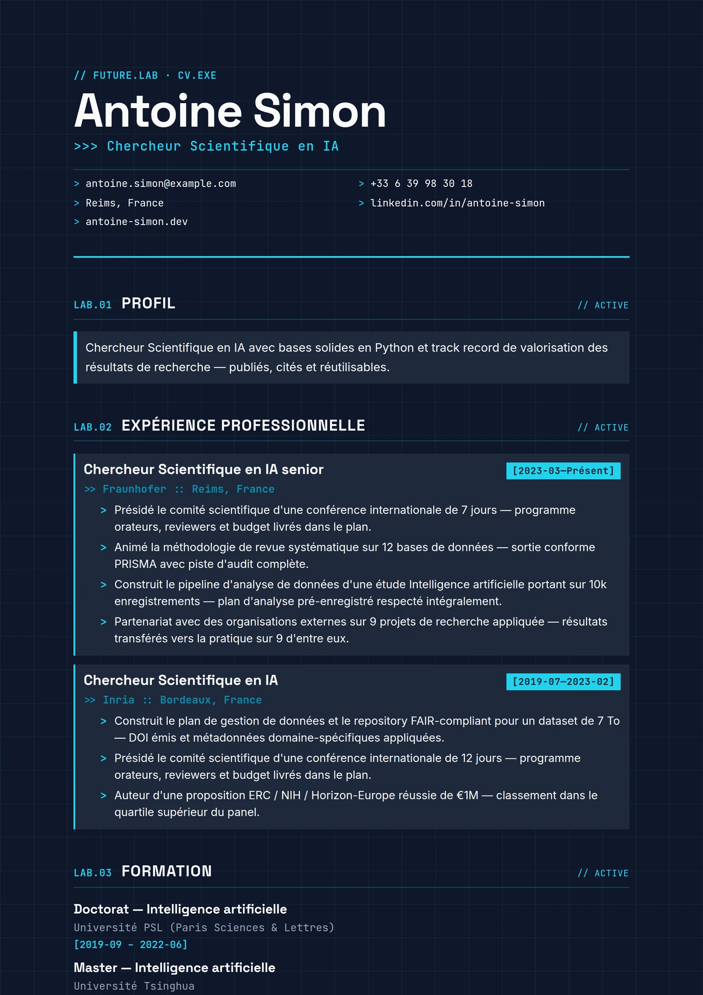Moderne Future Lab — Modèles de CV