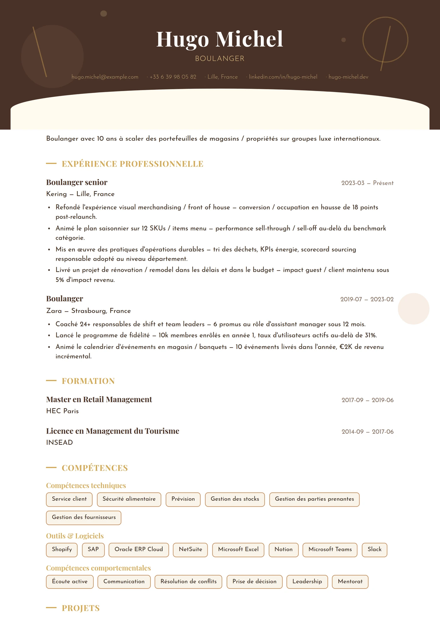 Métier — Boulanger — Modèles de CV