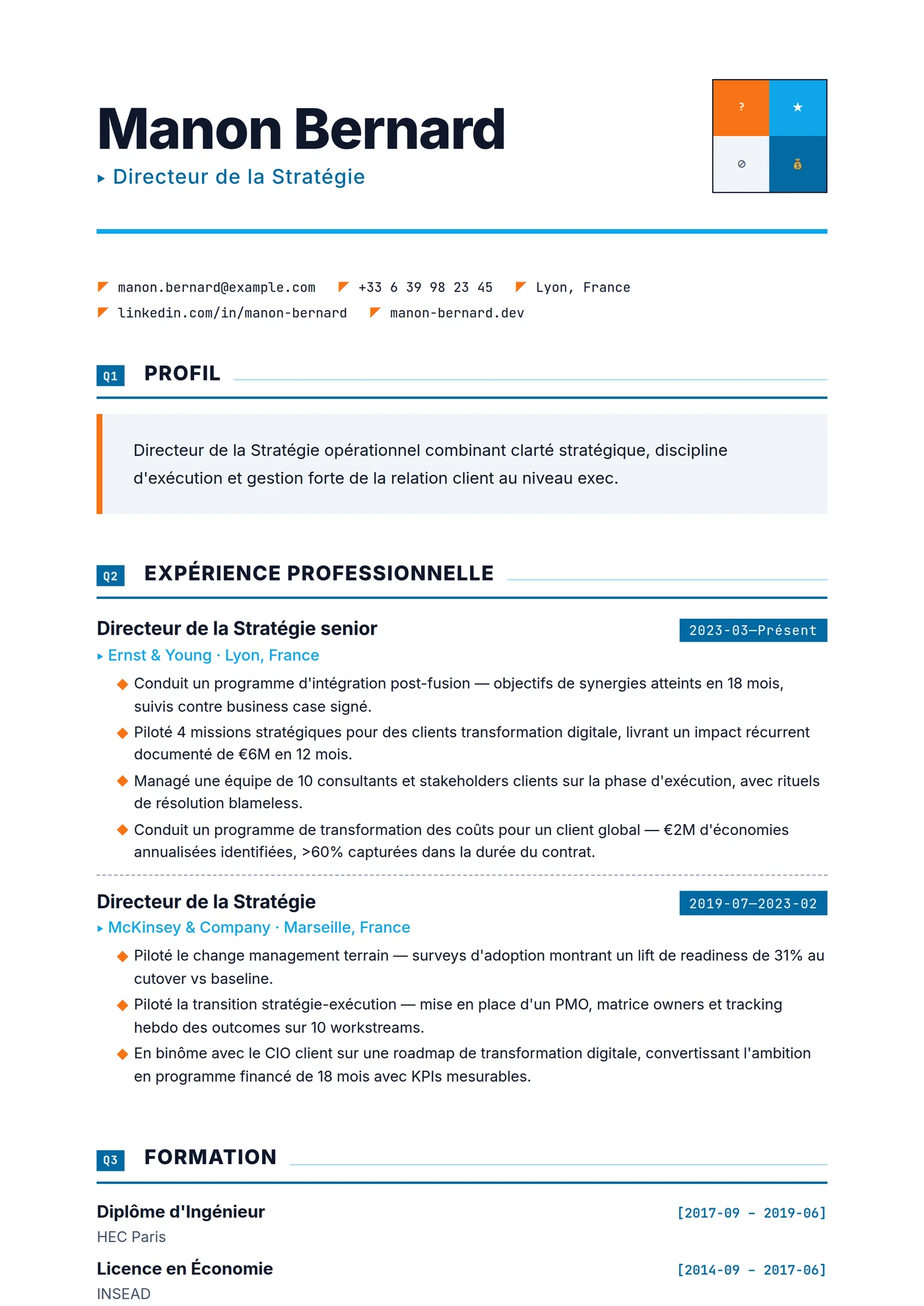 Matrice Stratégique — Modèles de CV