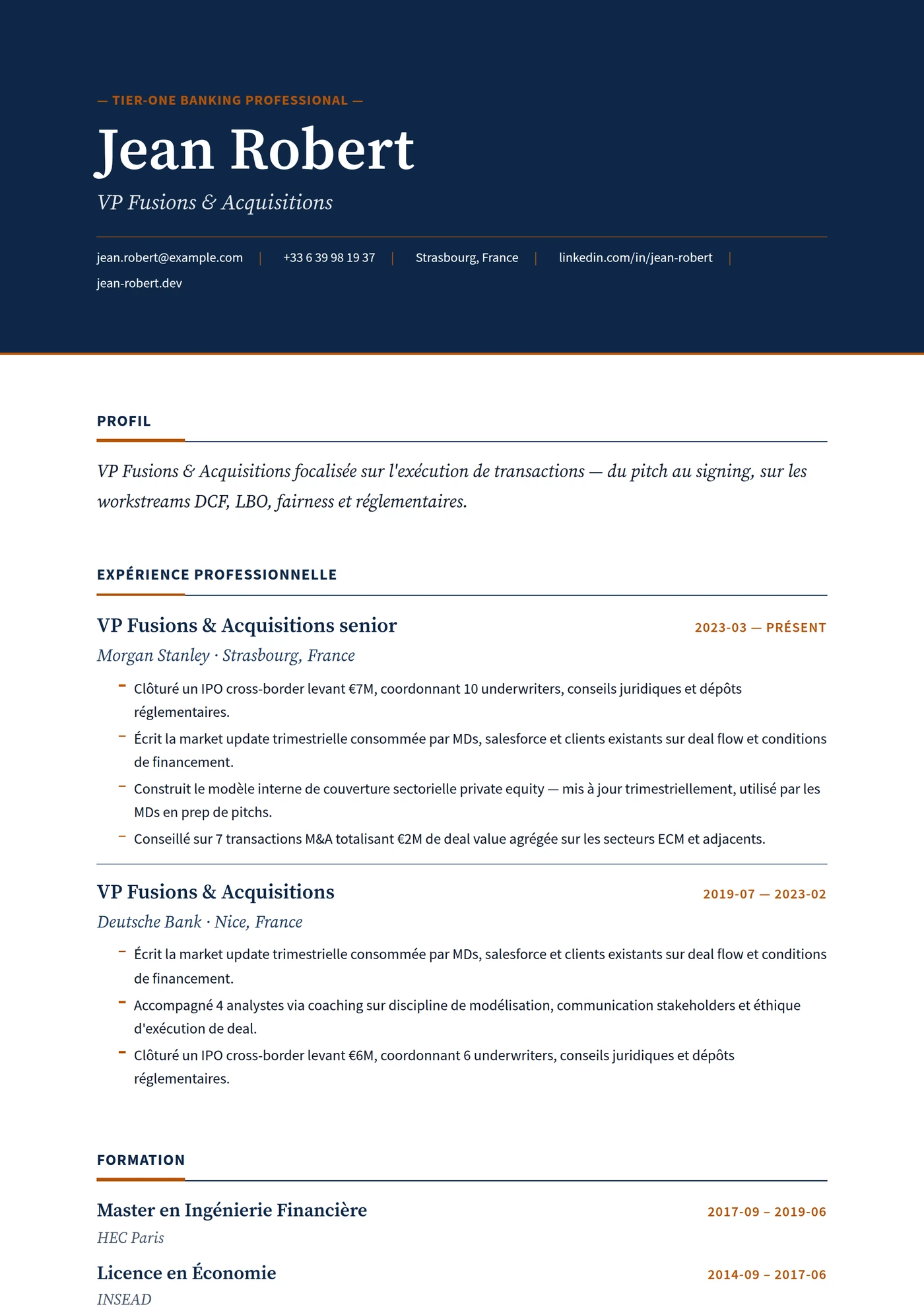 Banque de Premier Plan — Modèles de CV