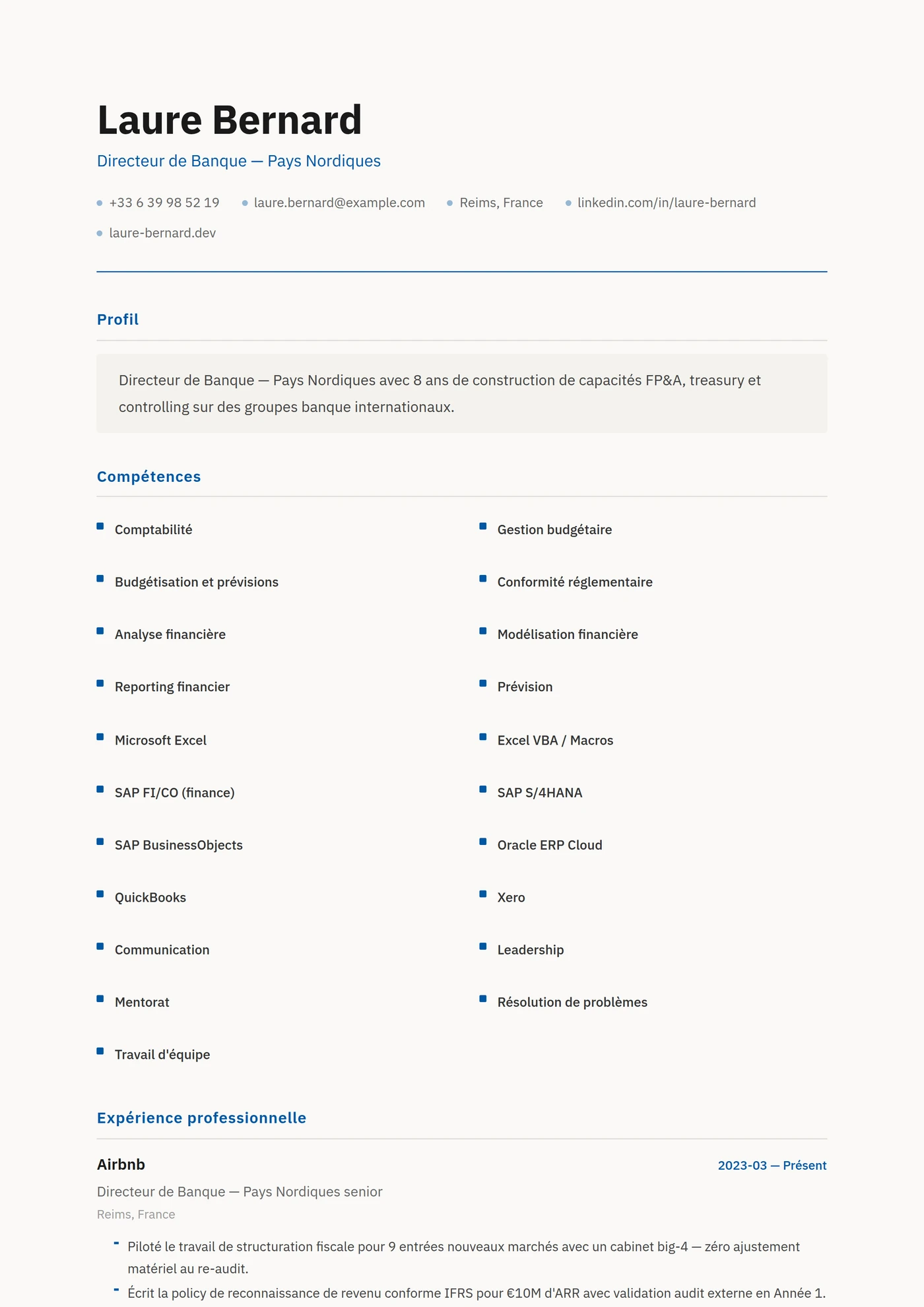 Scandinavie — Modèles de CV