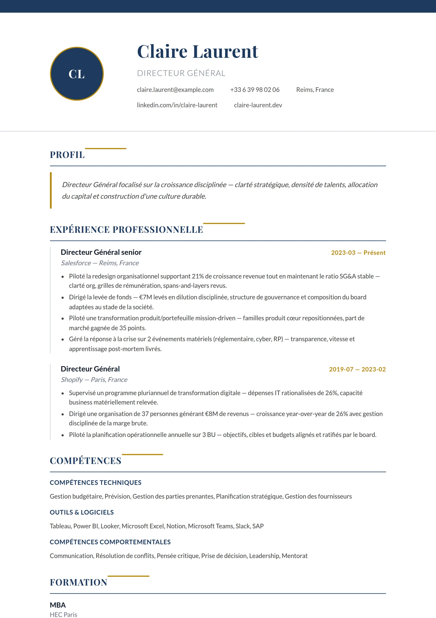 Espagne Executive — Modèles de CV