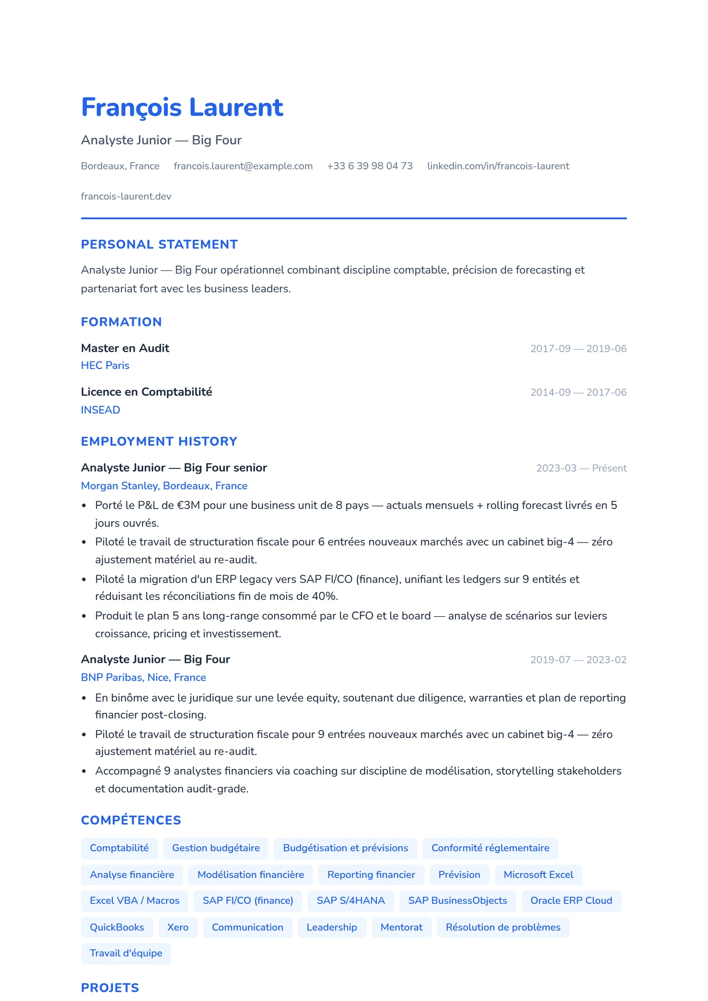 UK Jeune Diplômé — Modèles de CV