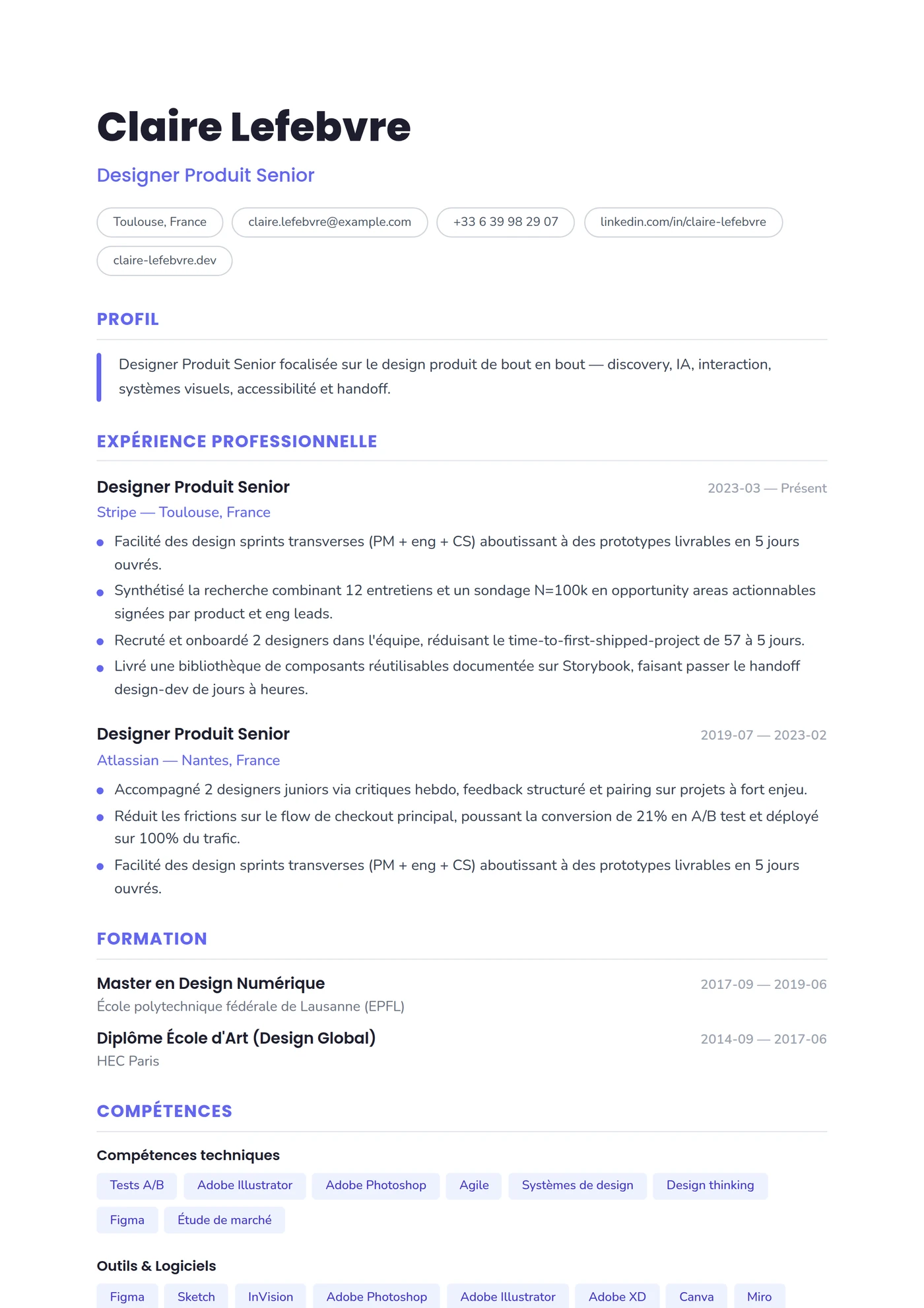 USA Moderne — Modèles de CV