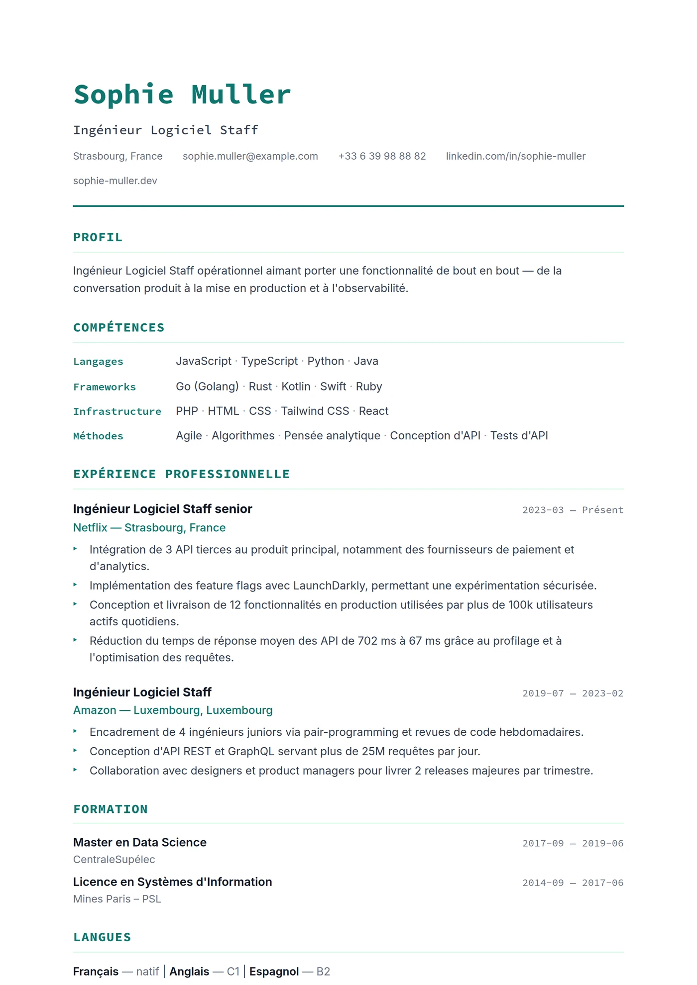 USA Tech — Modèles de CV