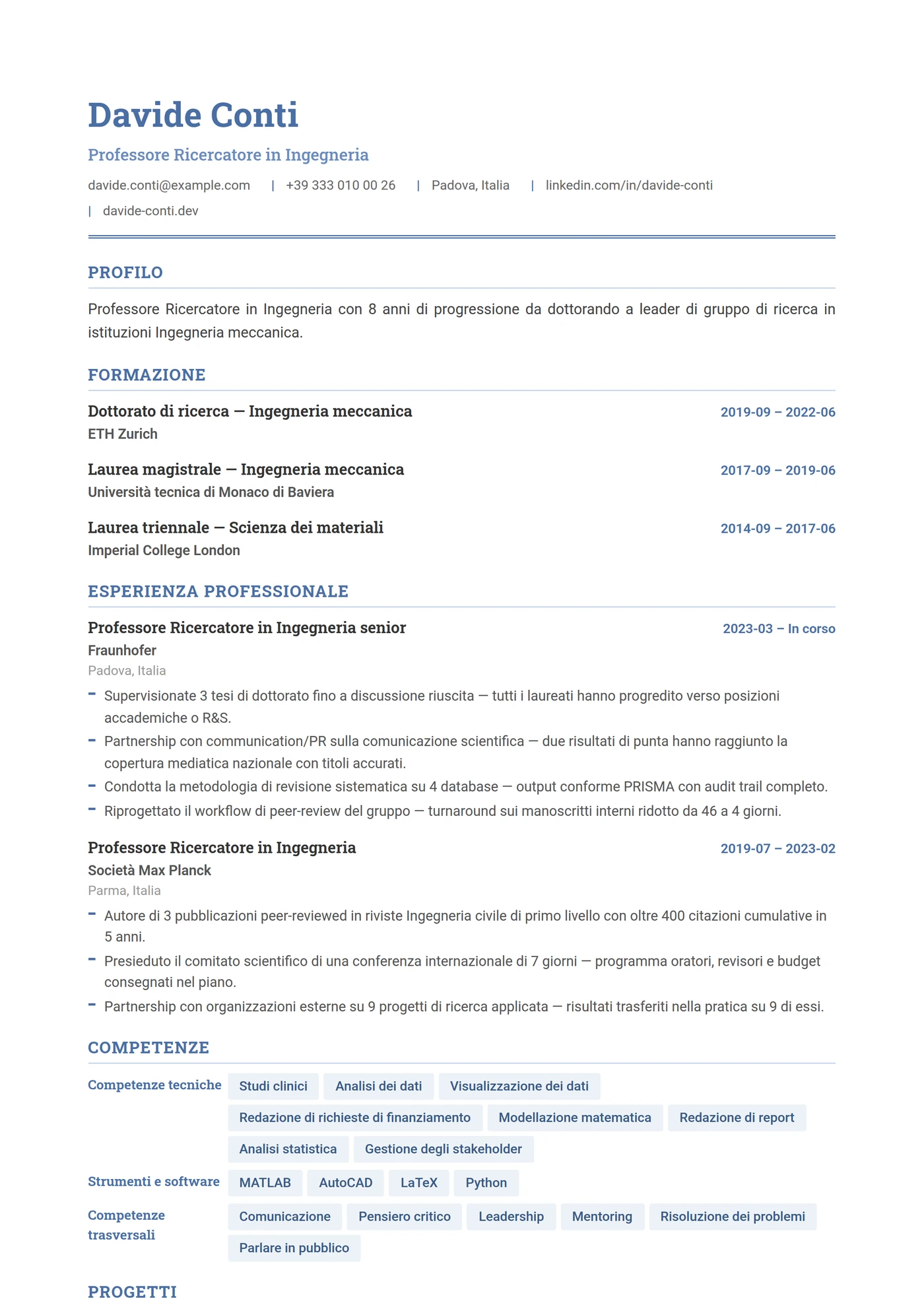 Ingegneria — Modelli di CV