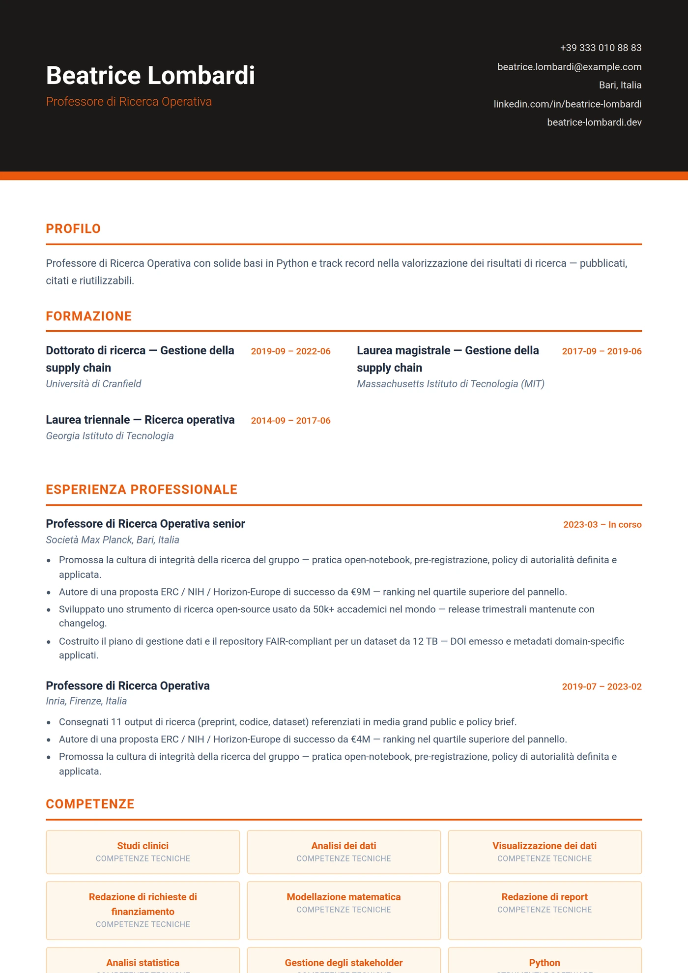 Supply Chain e Logistica — Modelli di CV