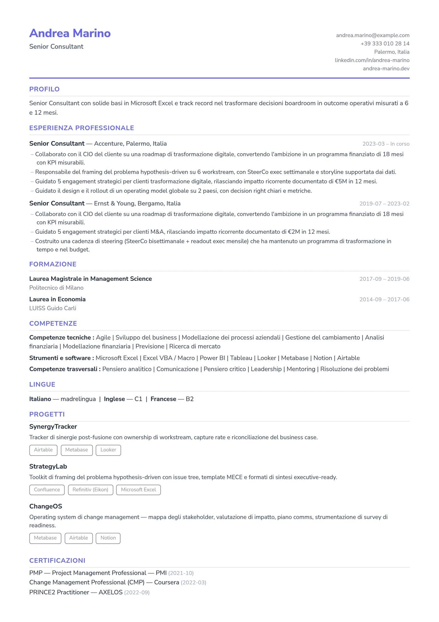 ATS Compatto — Modelli di CV