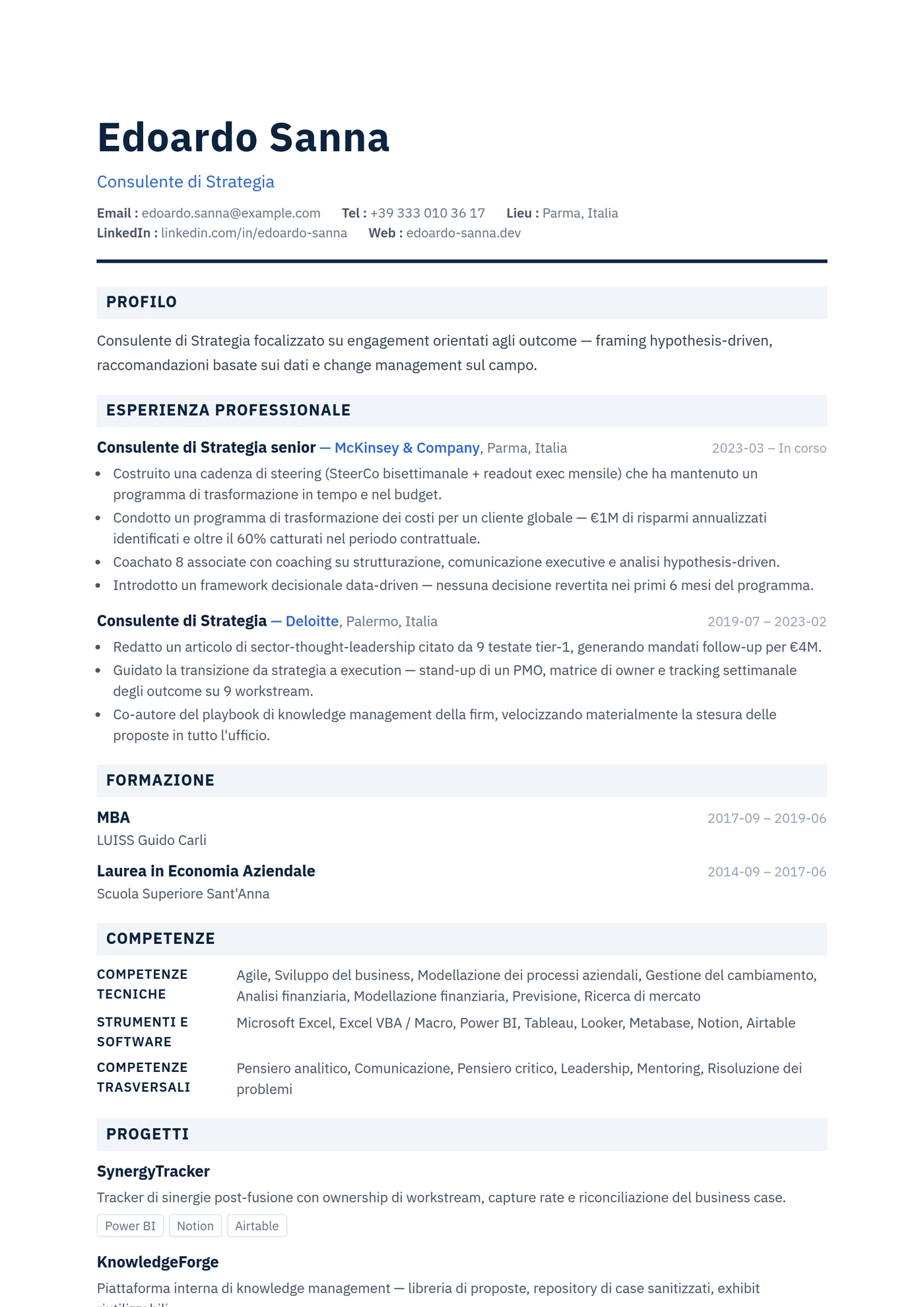 ATS Griglia Corporate — Modelli di CV