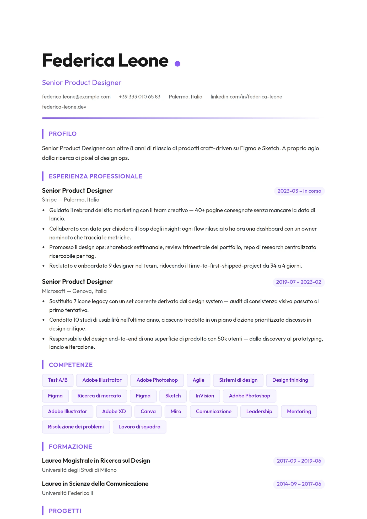 ATS Designer — Modelli di CV