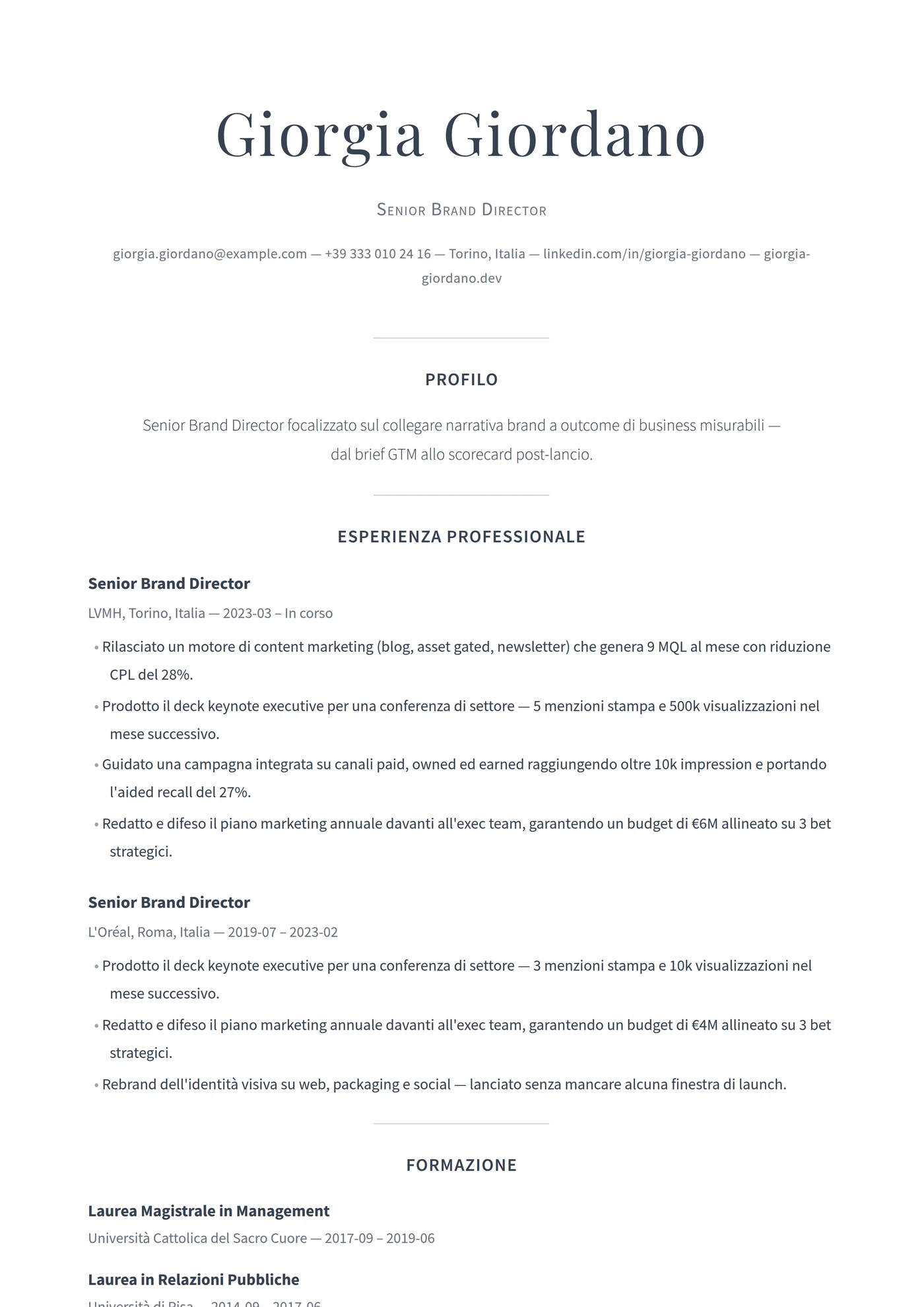 ATS Editoriale — Modelli di CV