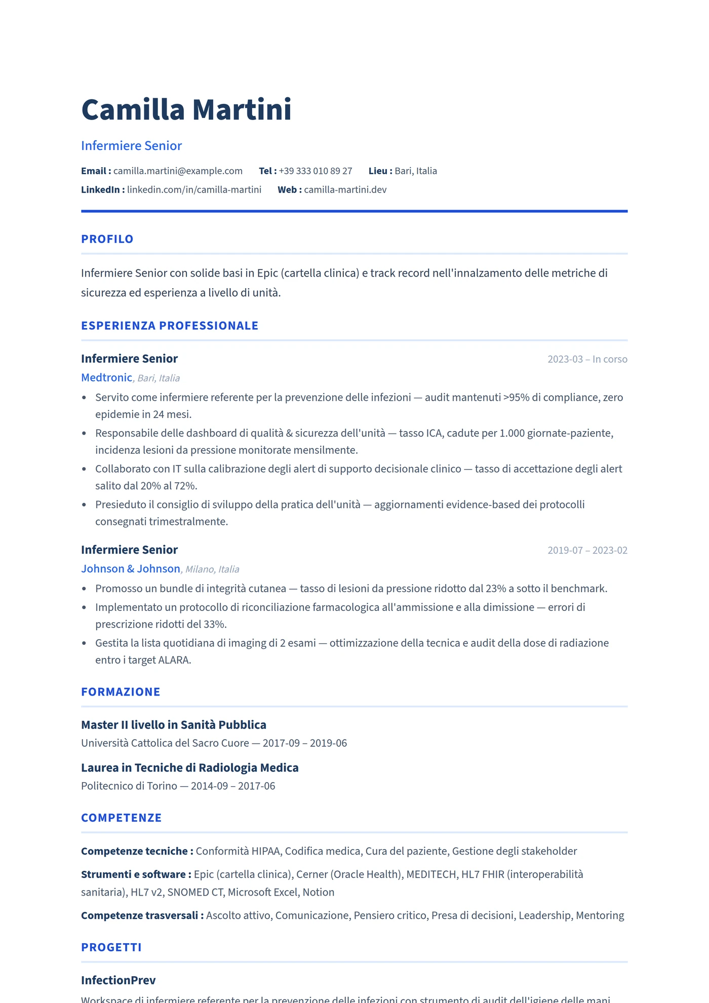 ATS Sanità — Modelli di CV