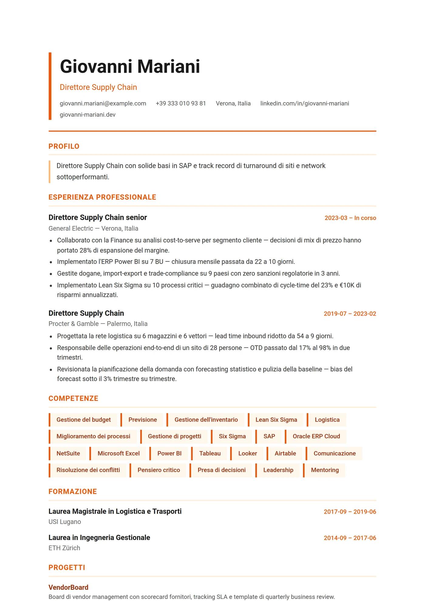 ATS Logistica — Modelli di CV