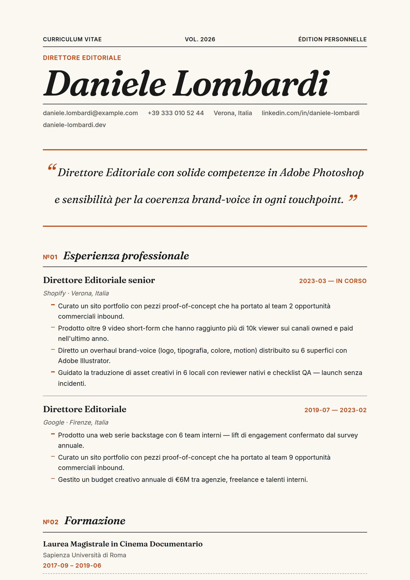 ATS Magazine — Modelli di CV