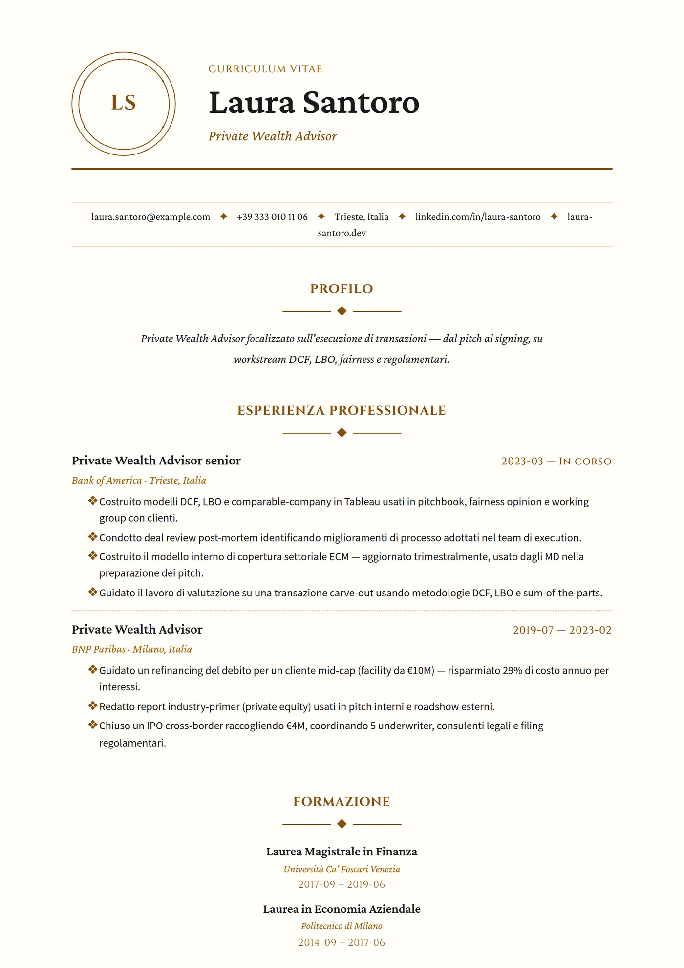 ATS Monogramma — Modelli di CV