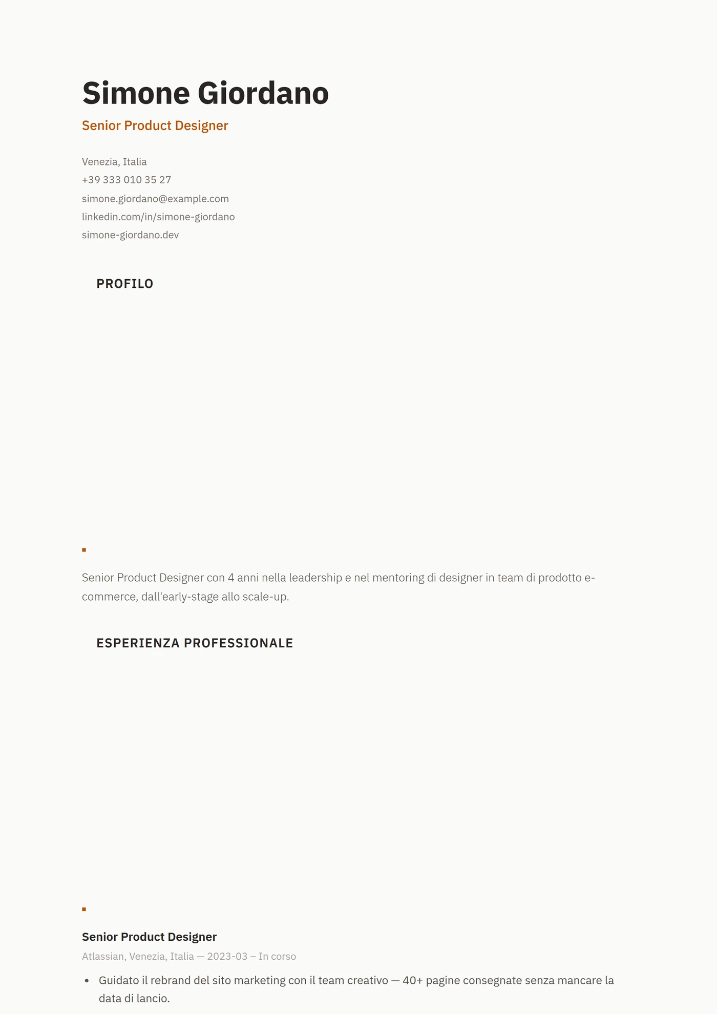 ATS Nordico — Modelli di CV