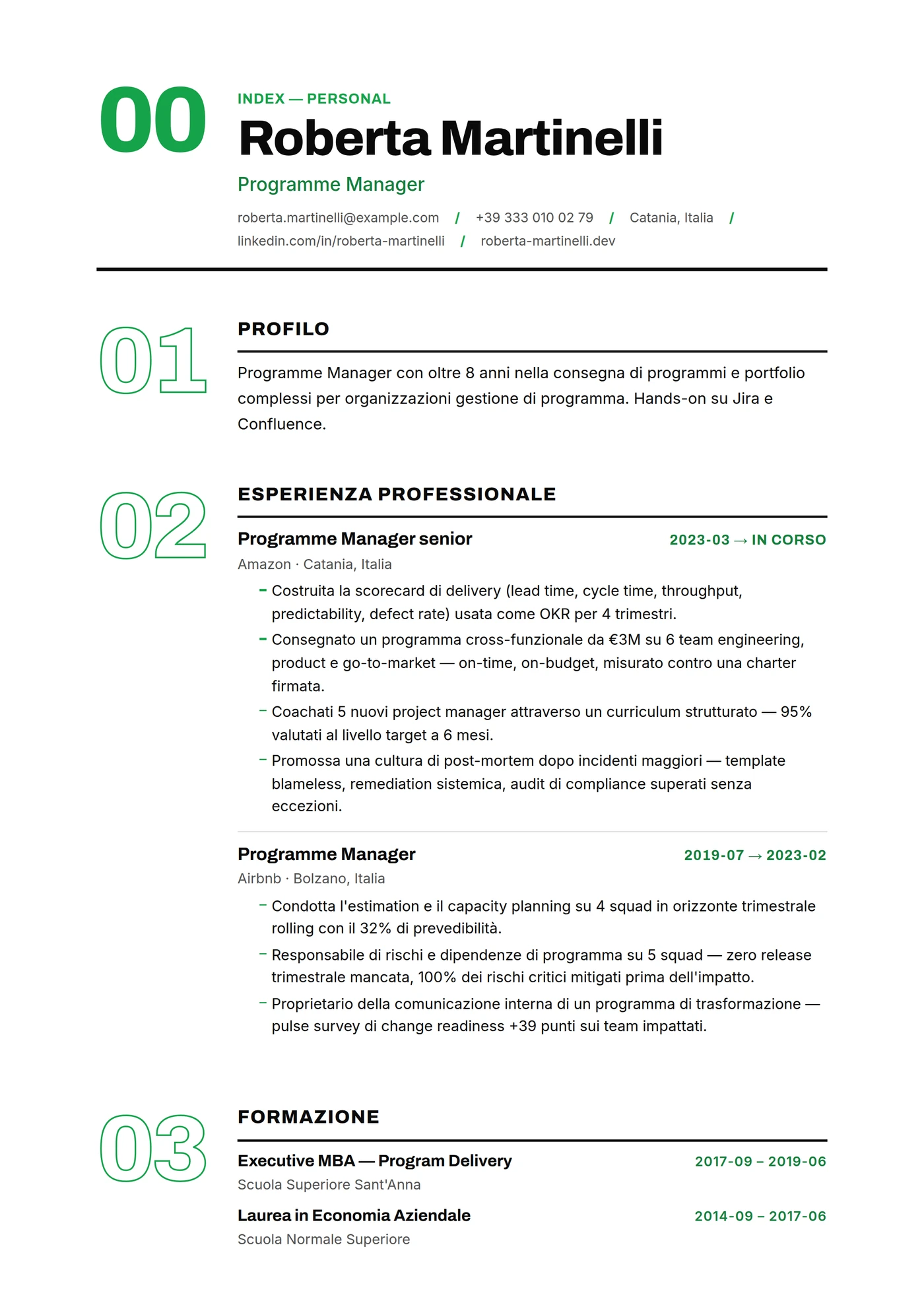 ATS Indice Numerico — Modelli di CV