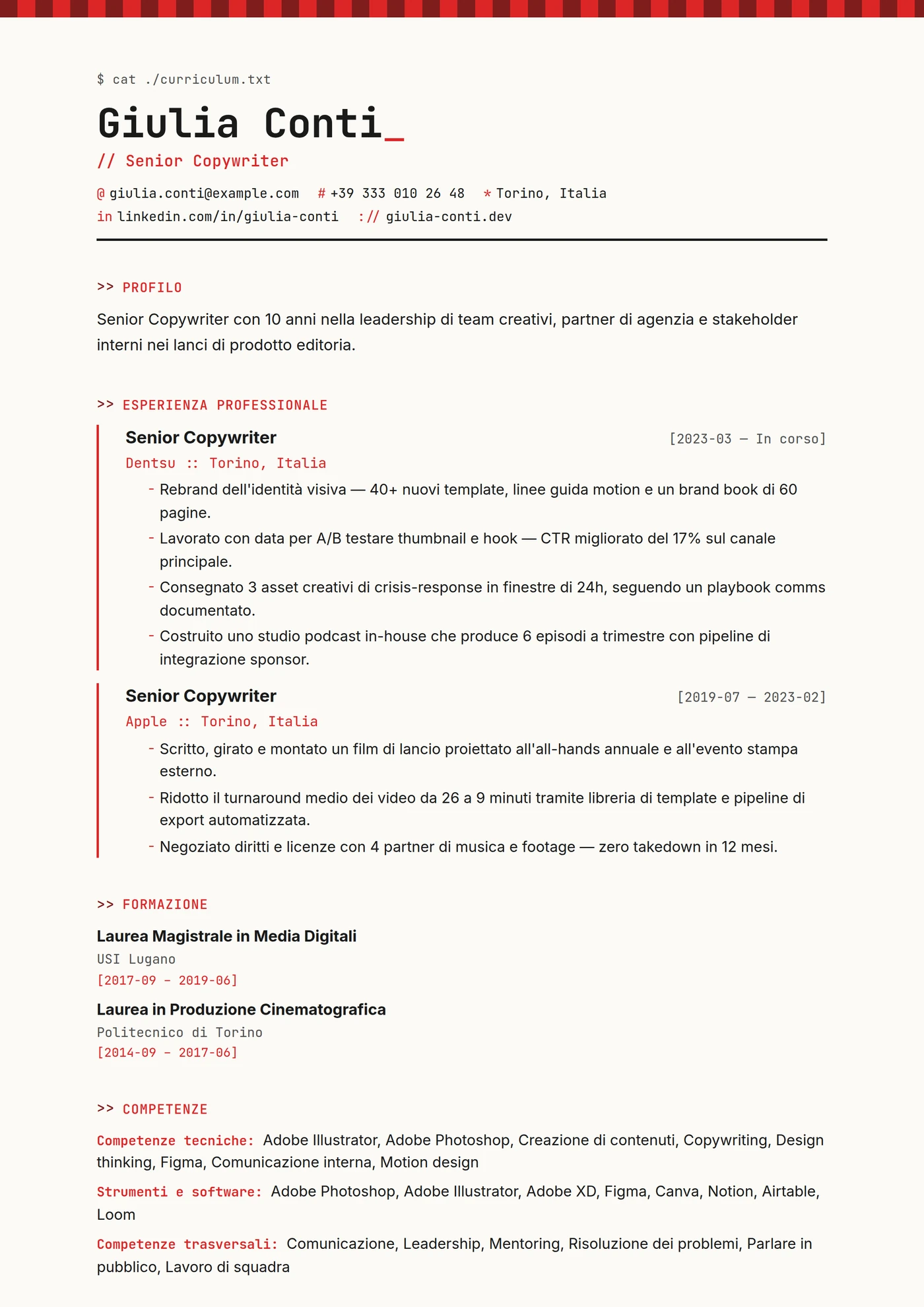 ATS Macchina da Scrivere — Modelli di CV
