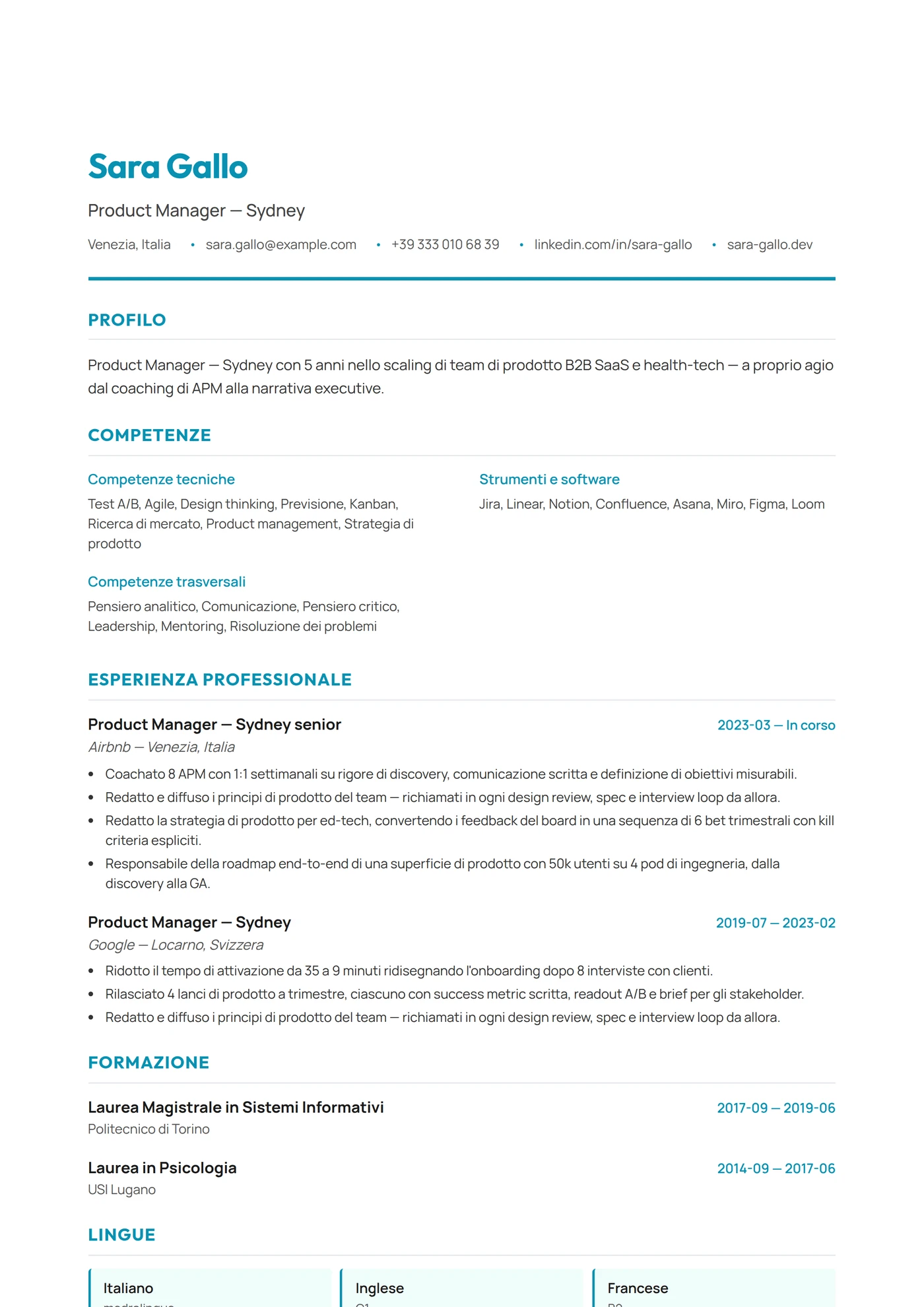 Australia Moderno — Modelli di CV