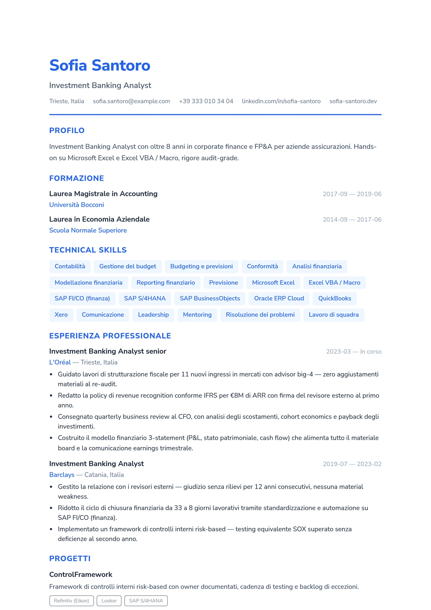 Canada Inglese Neolaureato — Modelli di CV