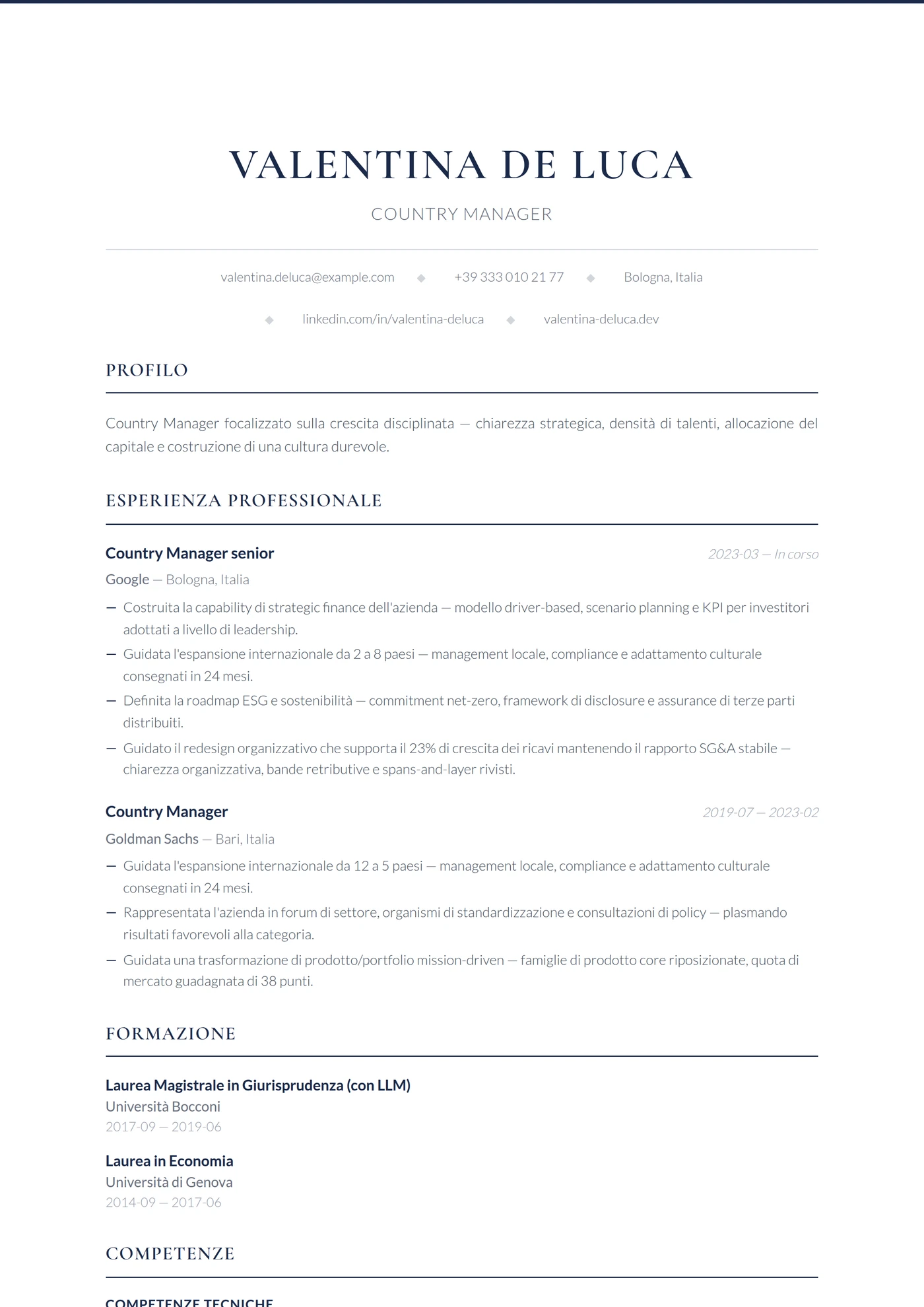 Corporate — Modelli di CV