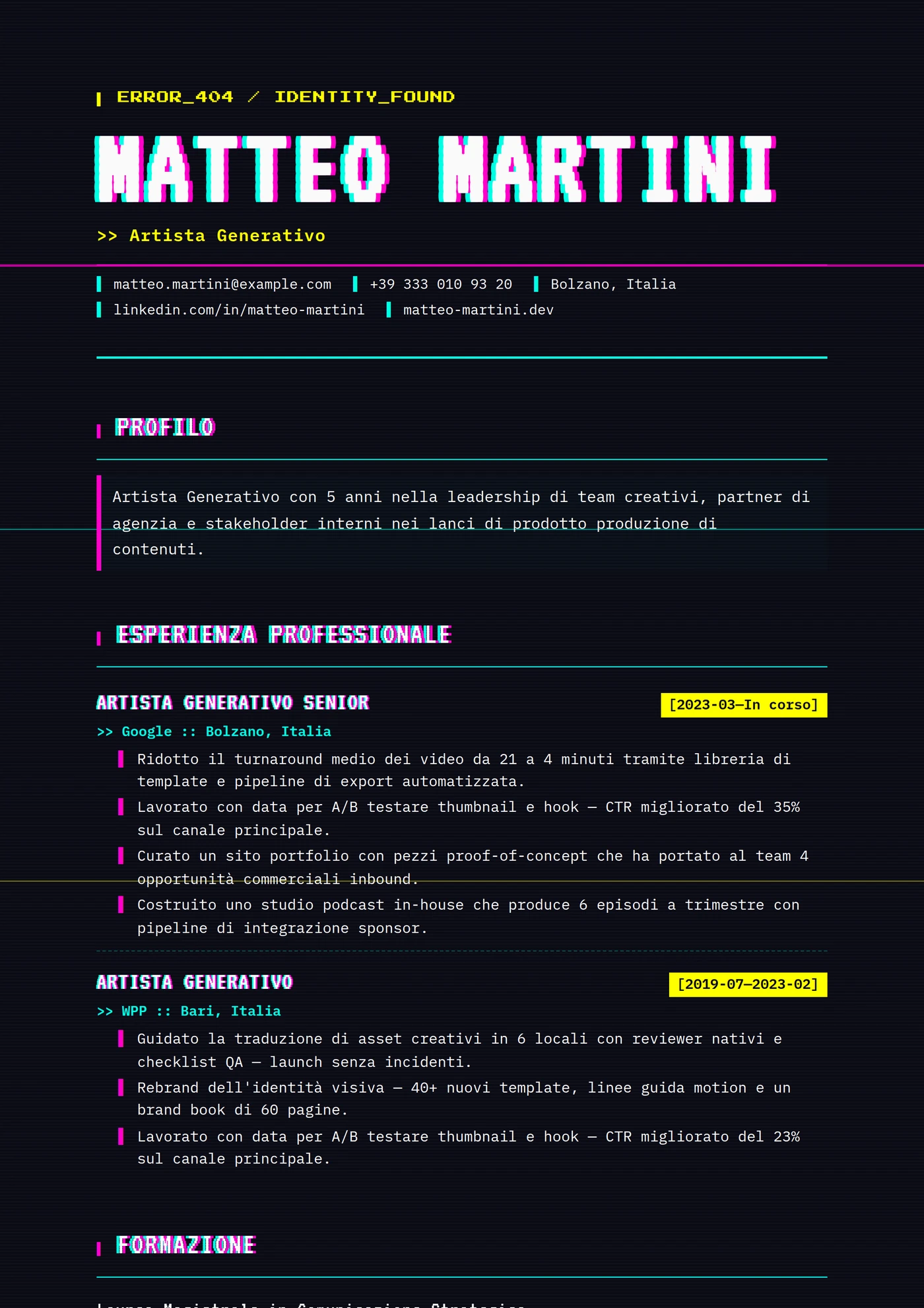 Glitch Art — Modelli di CV
