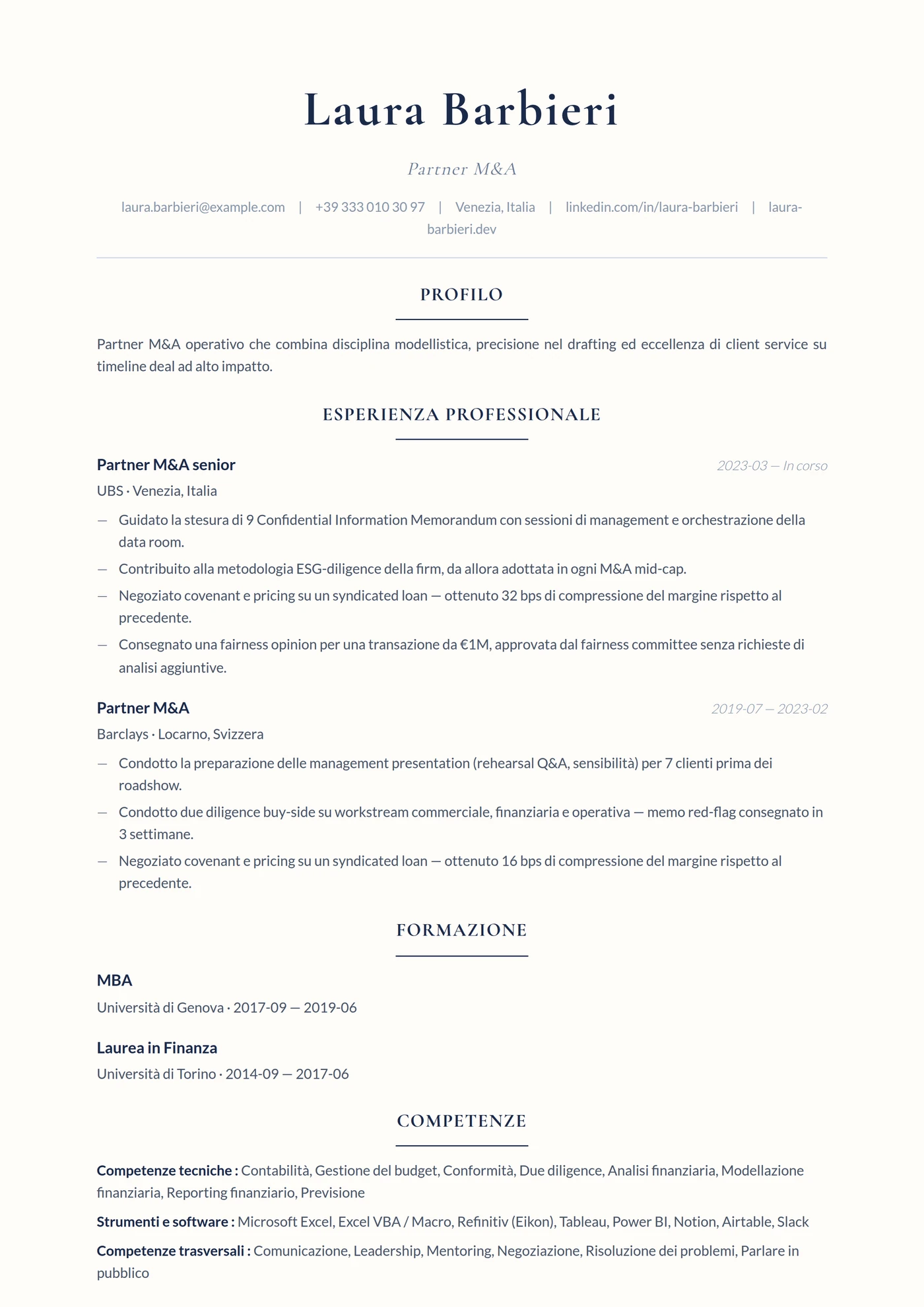 Serif Elegante — Modelli di CV
