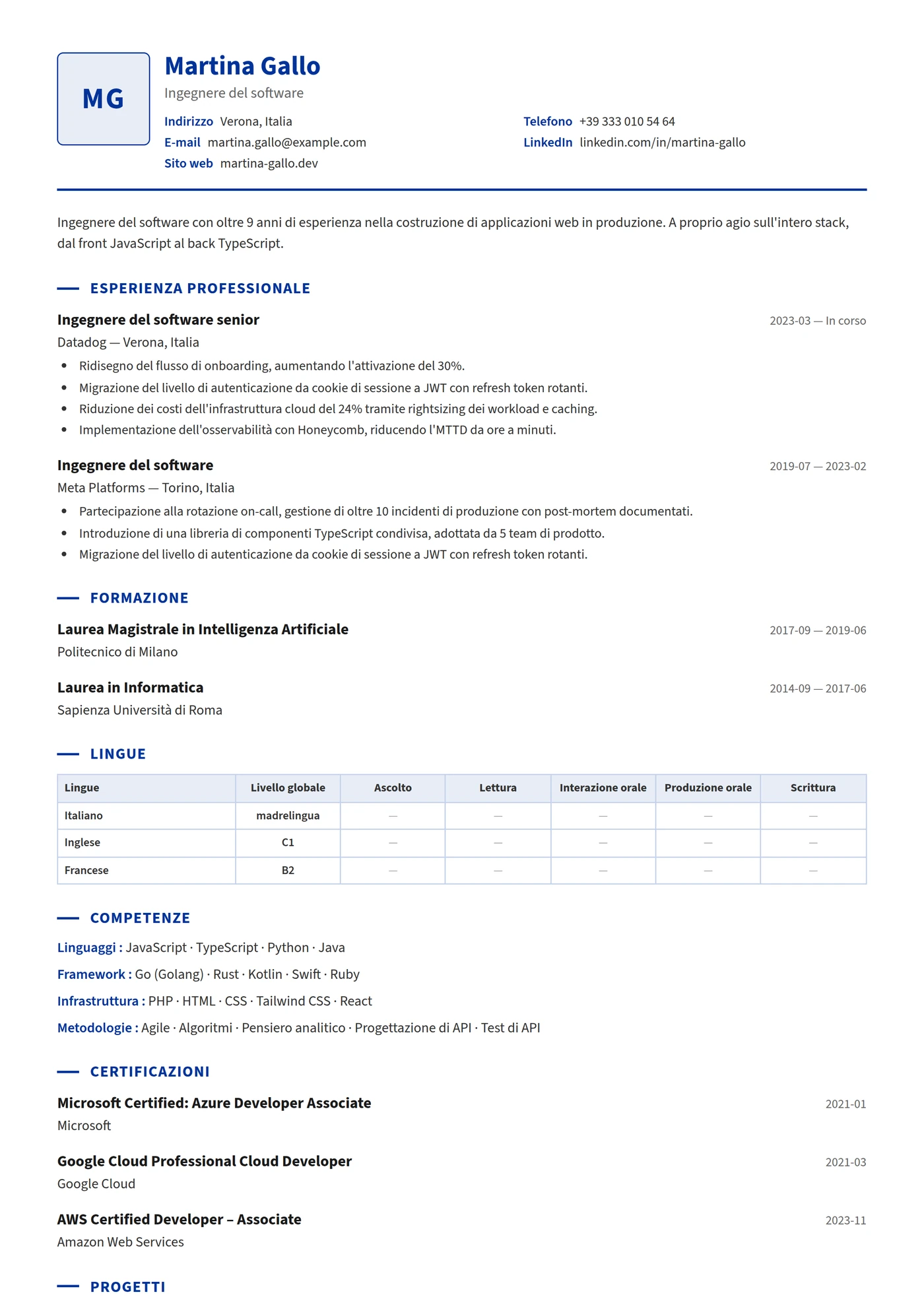 Europass Compact — Modelli di CV