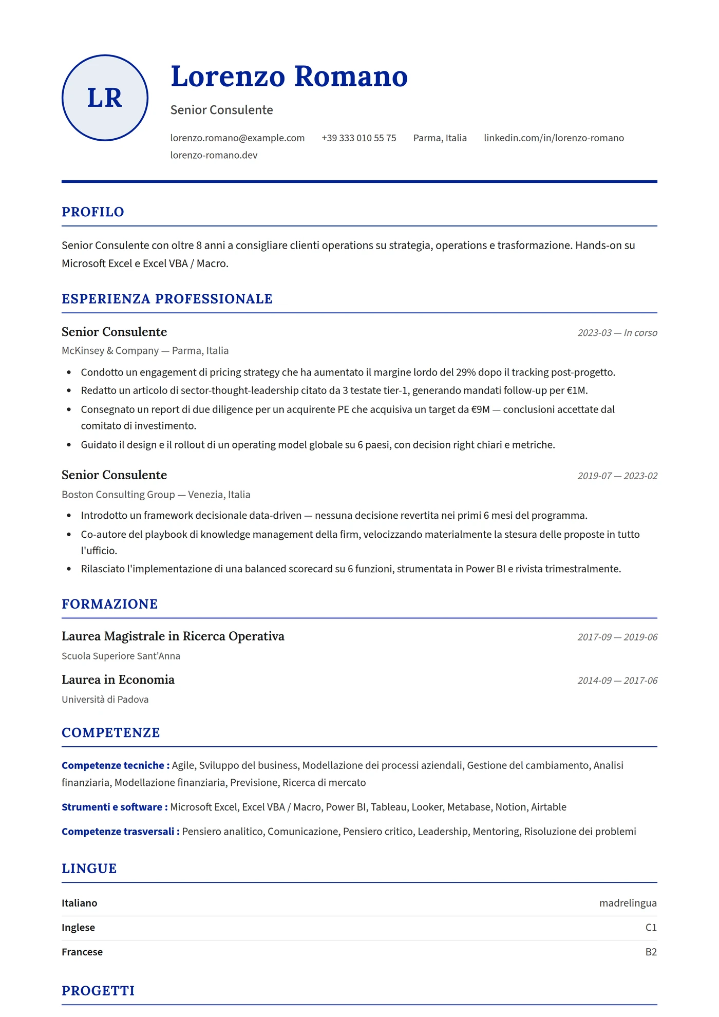 Francia — Modelli di CV