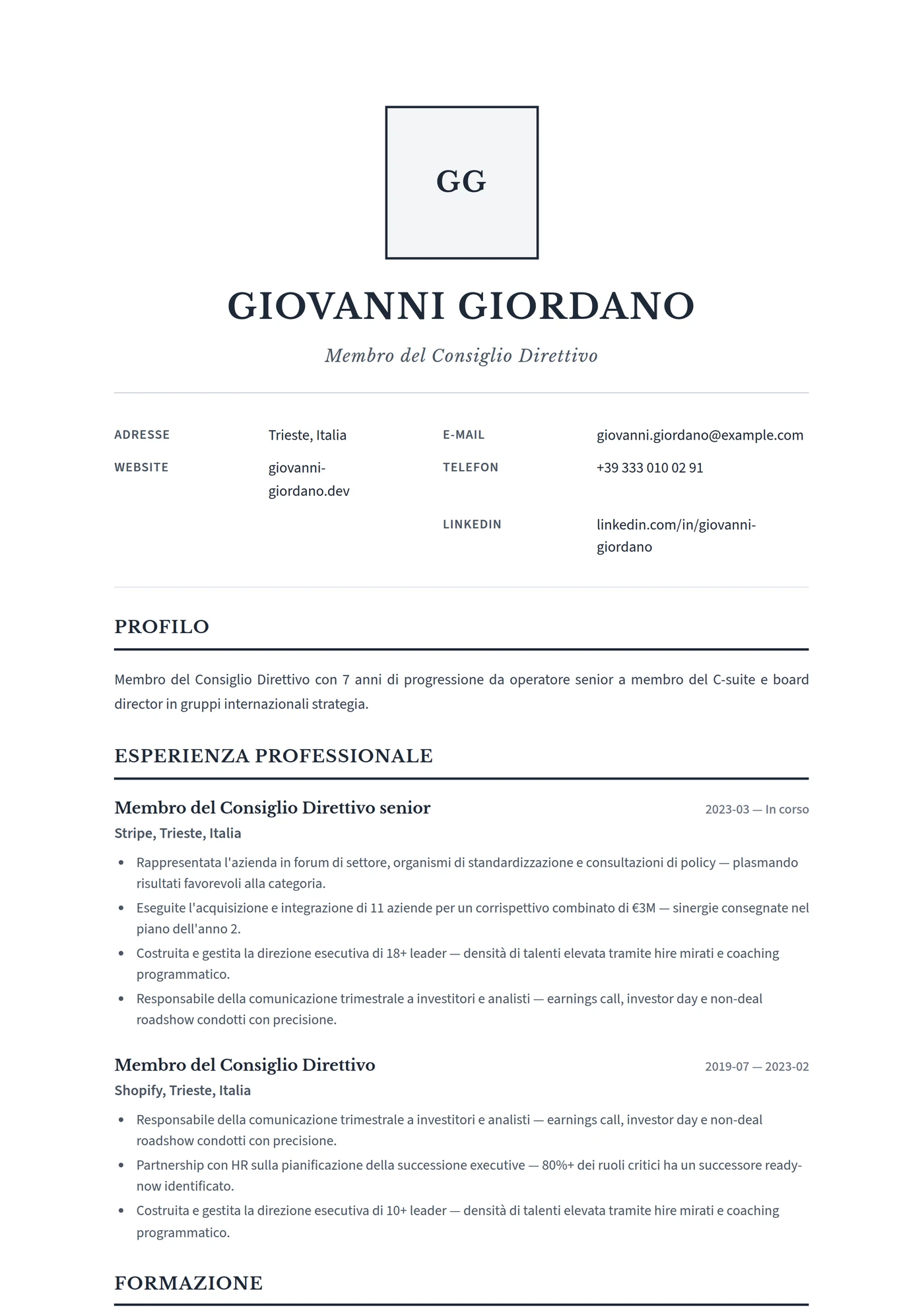 Germania Executive — Modelli di CV
